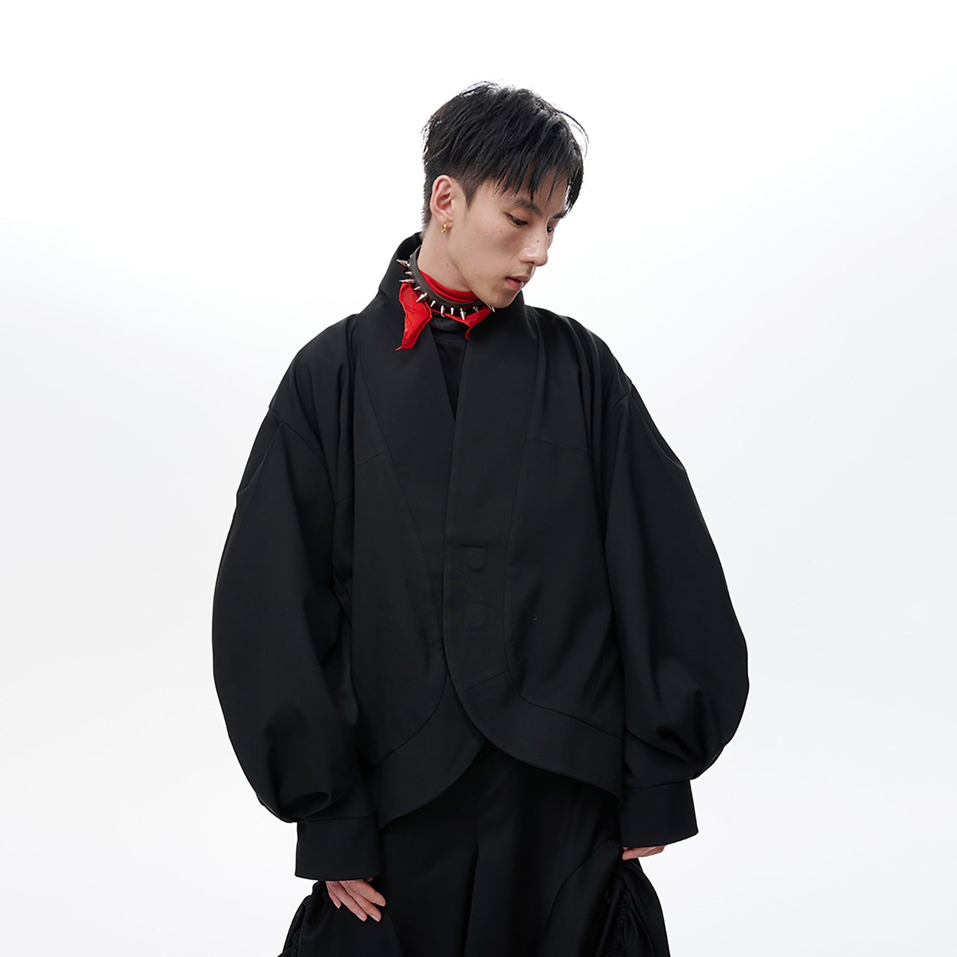 TUIMU Structured Lantern Sleeve Oversized Jacket-Jacket-S-Free Shipping Leatheretro
