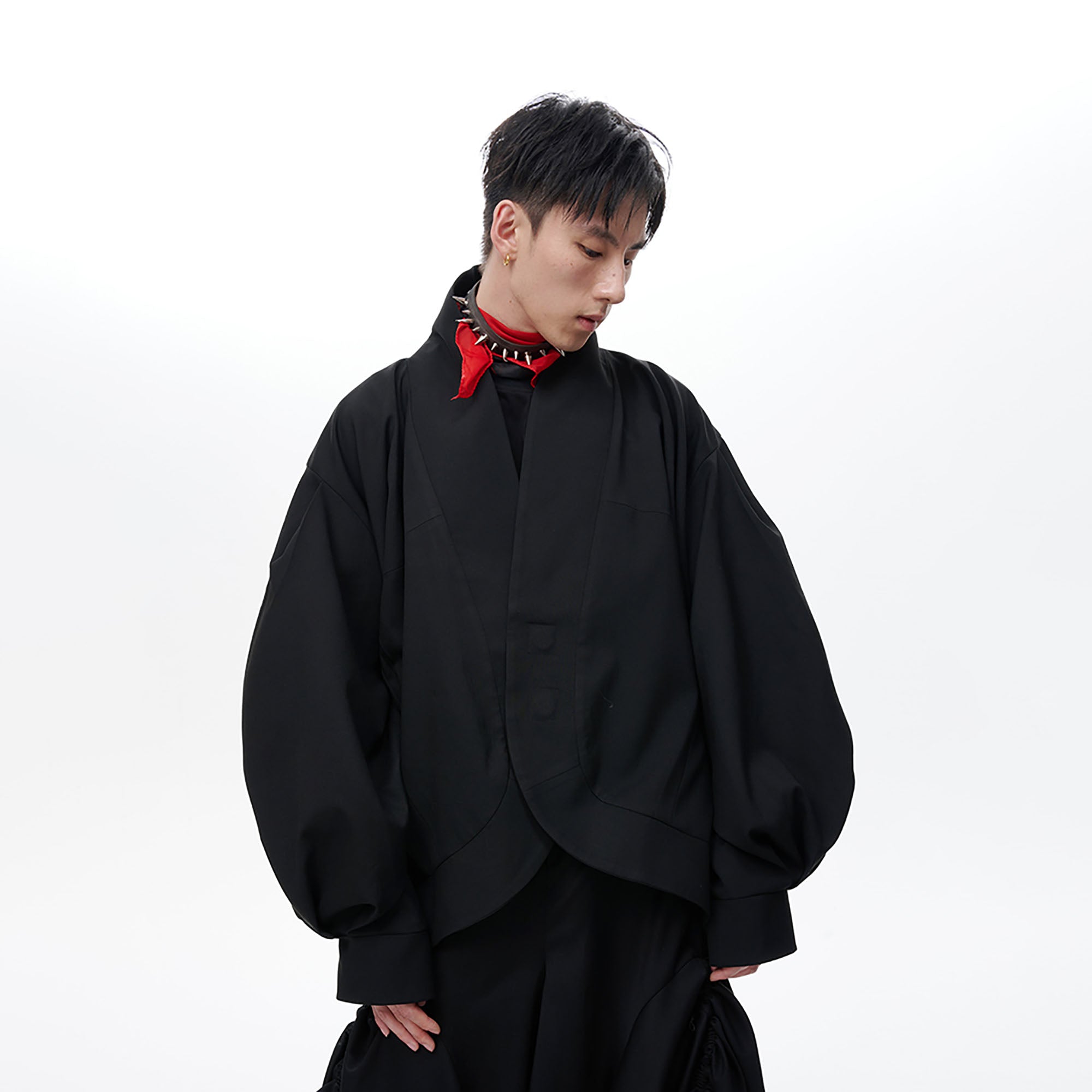 TUIMU Structured Lantern Sleeve Oversized Jacket-Jacket-S-Free Shipping Leatheretro