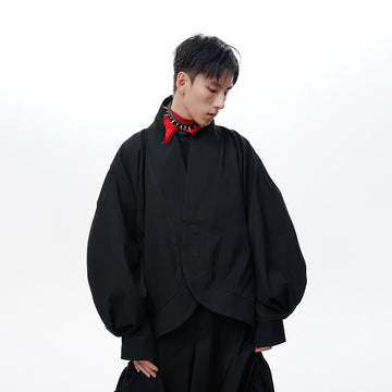 TUIMU Structured Lantern Sleeve Oversized Jacket-Jacket-S-Free Shipping Leatheretro