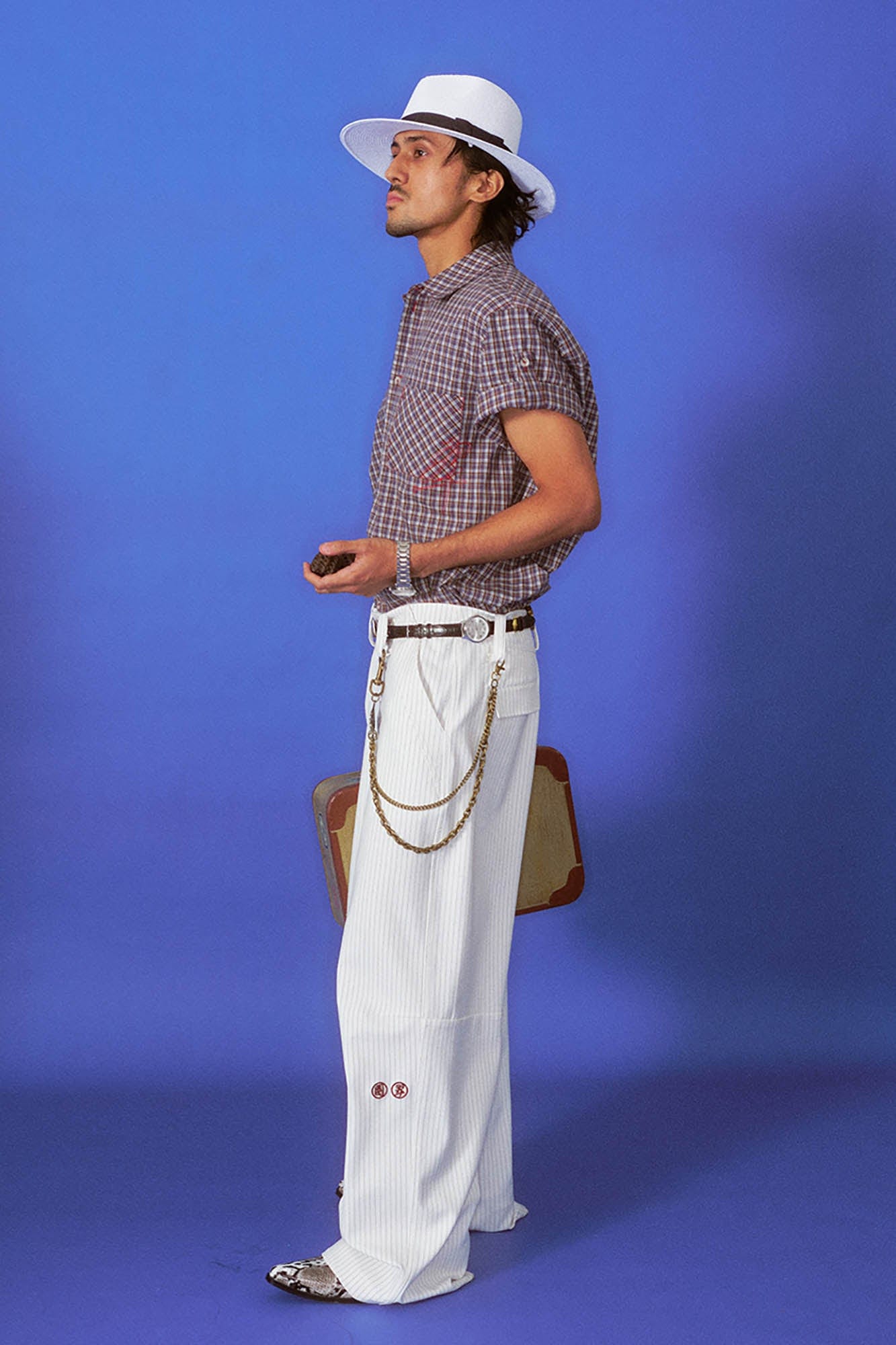 TRECLUB Retro Plaid Embroidered Rolled-Sleeve Half Shirt-Half shirt-S-Free Shipping Leatheretro