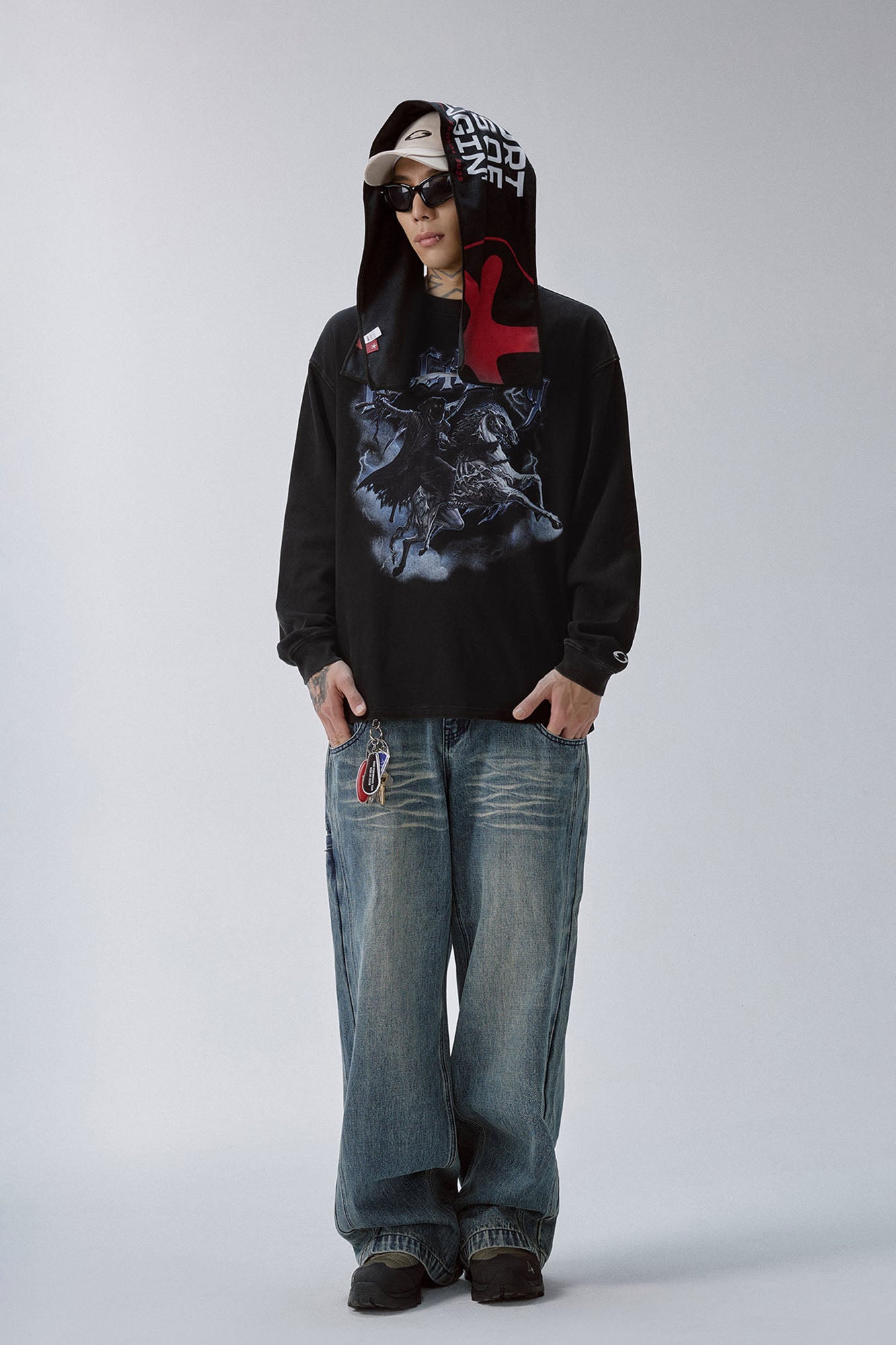 F2CE Gothic Knight Graphic Long-Sleeve Tee-L/S Tee-S-Free Shipping Leatheretro