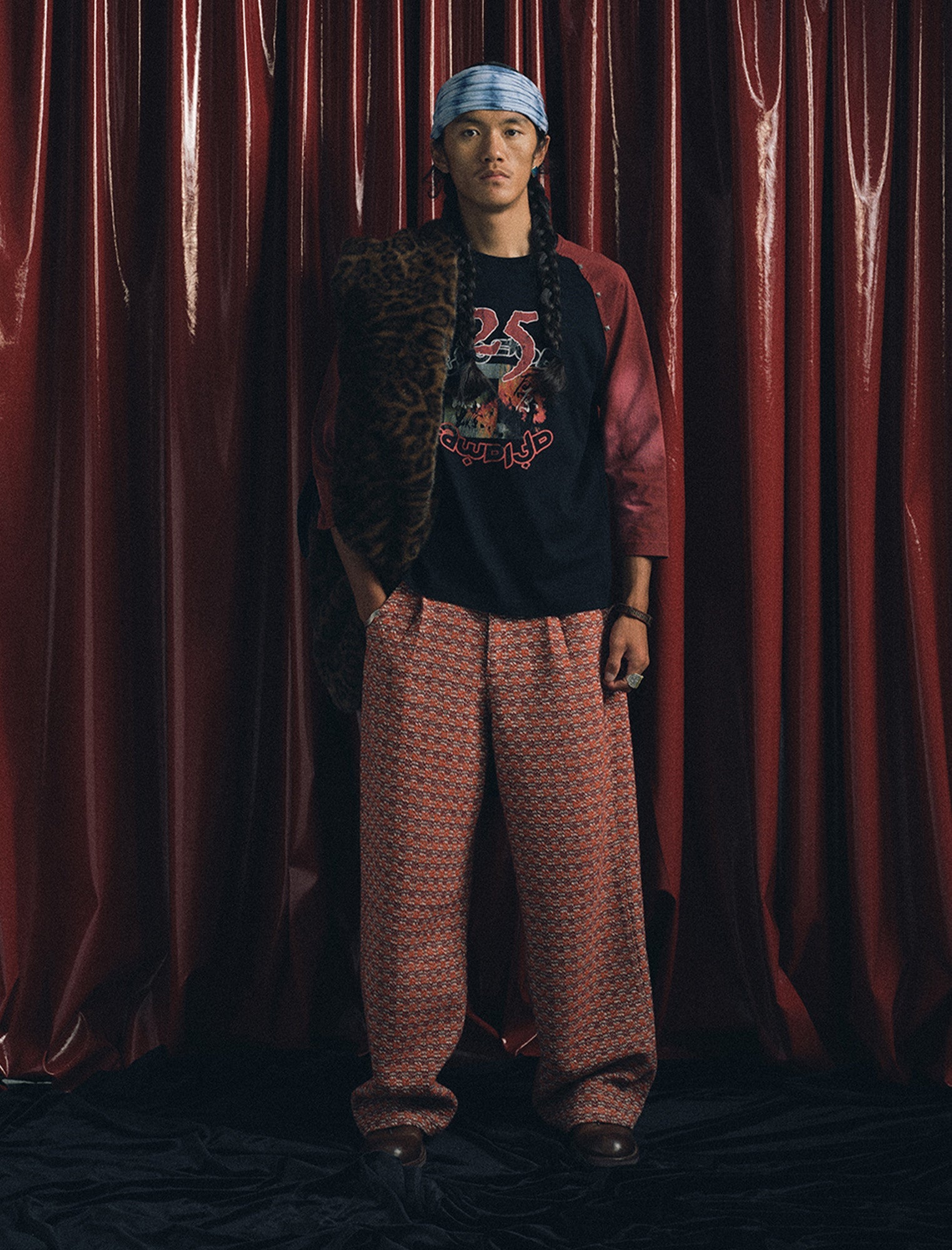 TRECLUB Studded Raglan Graphic 3/4 Sleeve Tee-T Shirt-S-Free Shipping Leatheretro