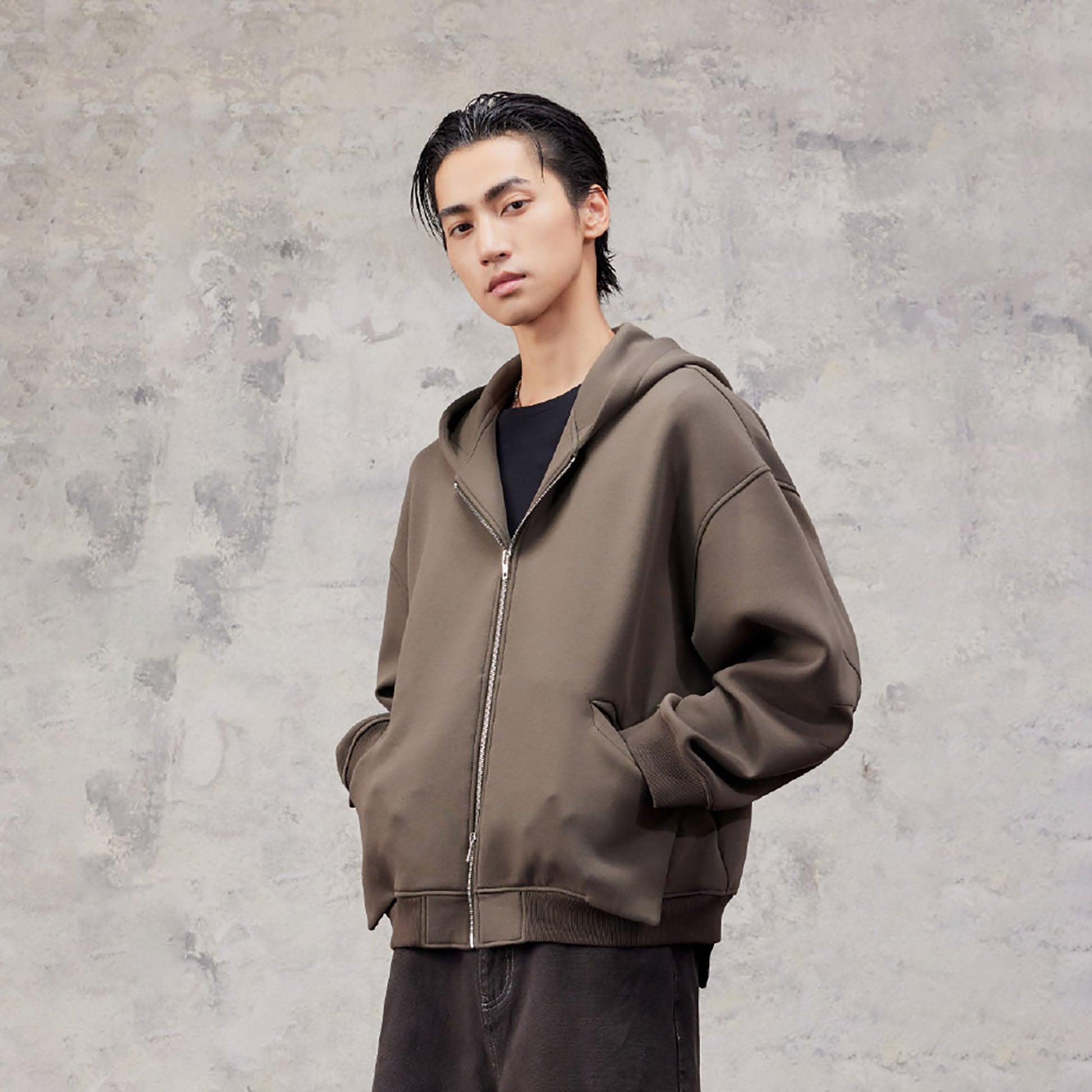 ALVNG AR ANTS Structured Curved Sleeve Pointed Hood Jacket-Jacket-S-Dark Green-Free Shipping Leatheretro