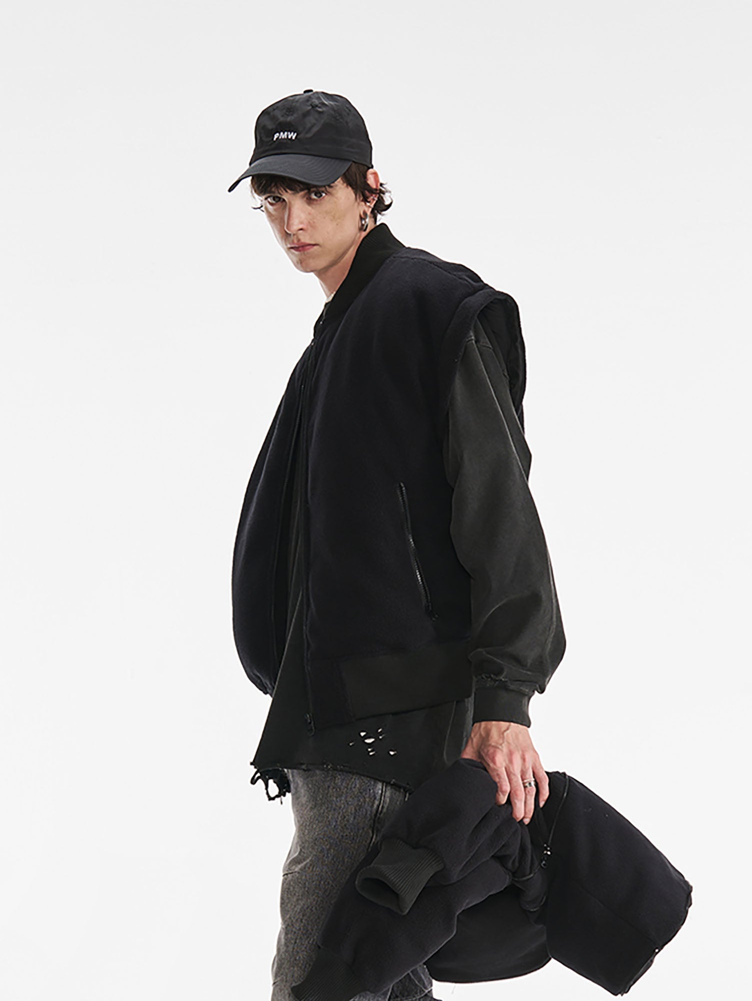 PMW Deconstructed Detachable Sleeve Bomber Jacket-Jacket-S-Free Shipping Leatheretro
