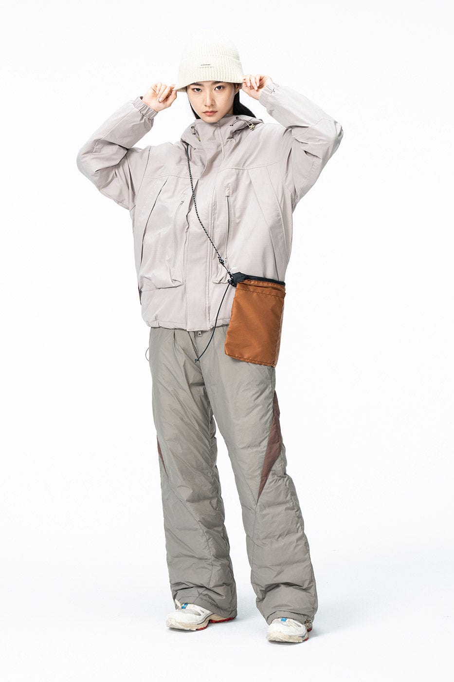 ENSHADOWER Spliced Splash-Proof Down Ski Pants-Pants-S-Khaki-Free Shipping Leatheretro