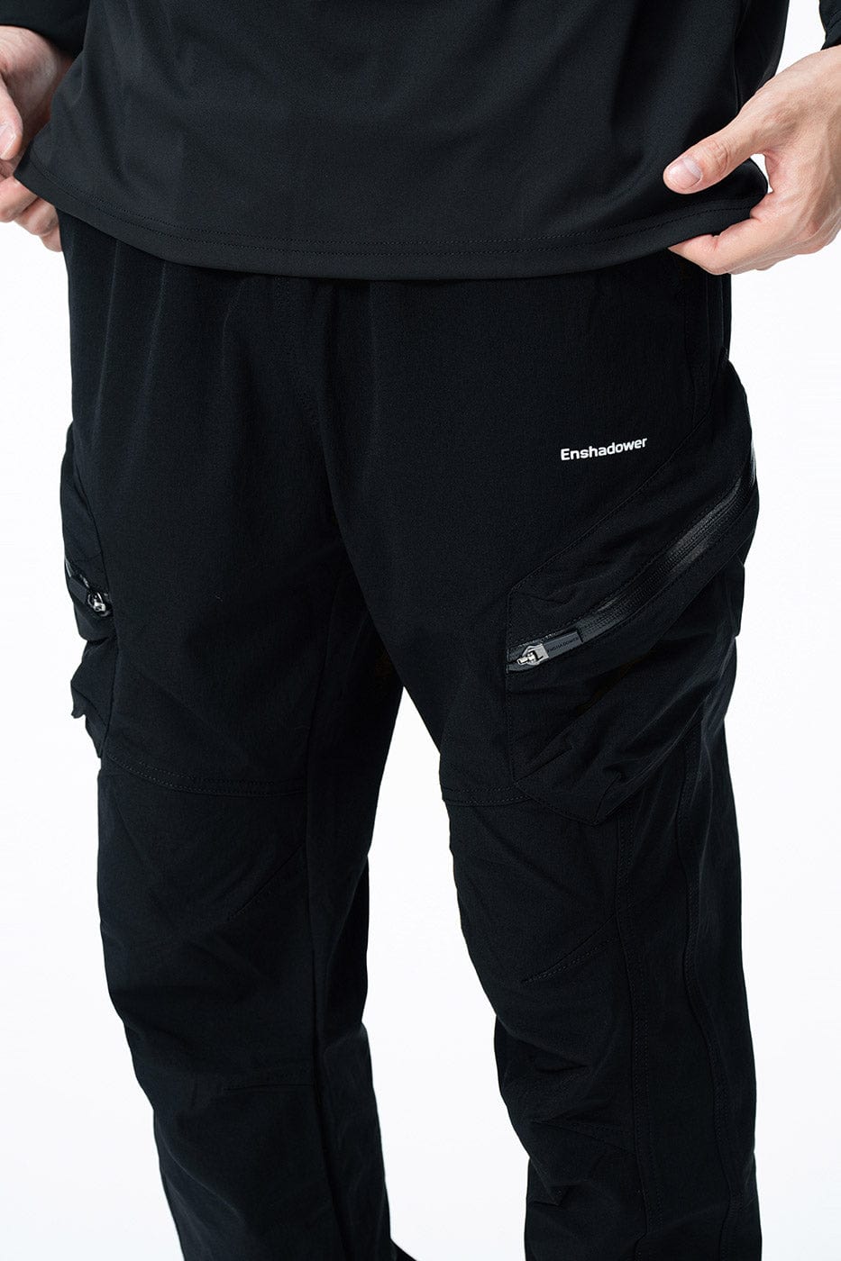 ENSHADOWER Diagonal Zipper Jogger-Pants-S-Black-Free Shipping Leatheretro