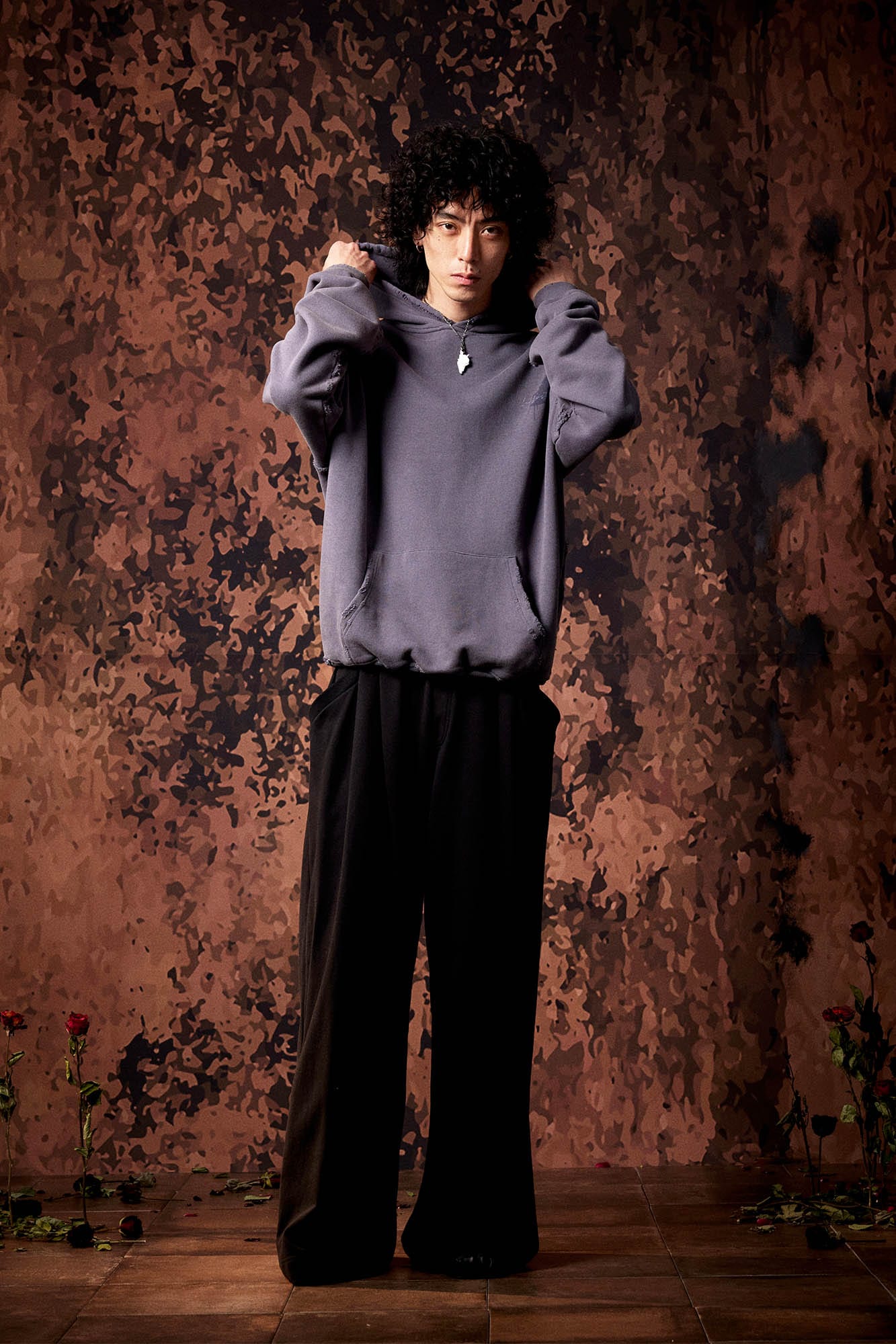 IN EXISTENCE Washed Frayed Graphic Hoodie-Hoodie-S-Gray-Free Shipping Leatheretro