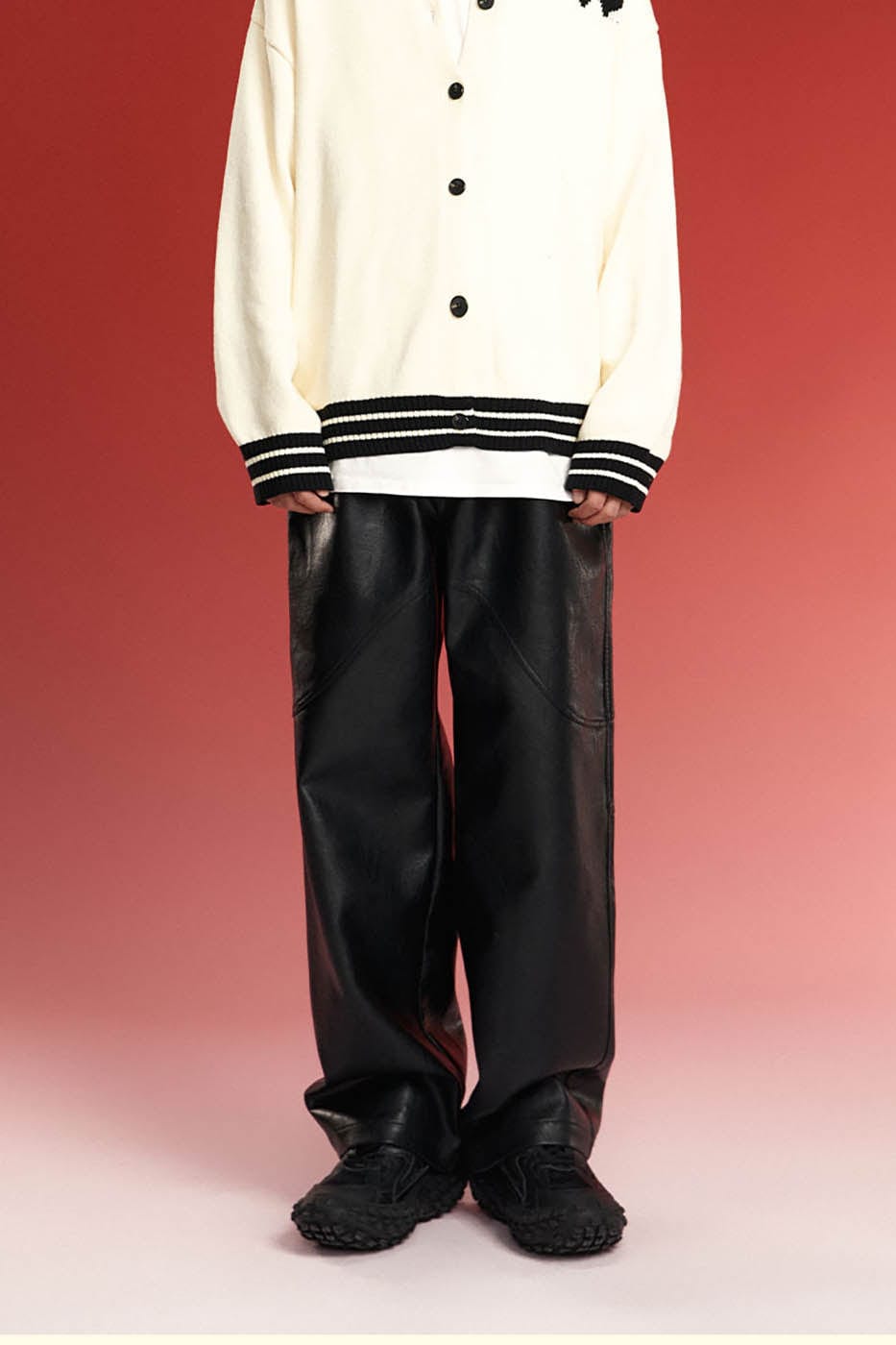 1997 POSTOFFICE Spliced Faux Leather Pants-Pants-S-Black-Free Shipping Leatheretro