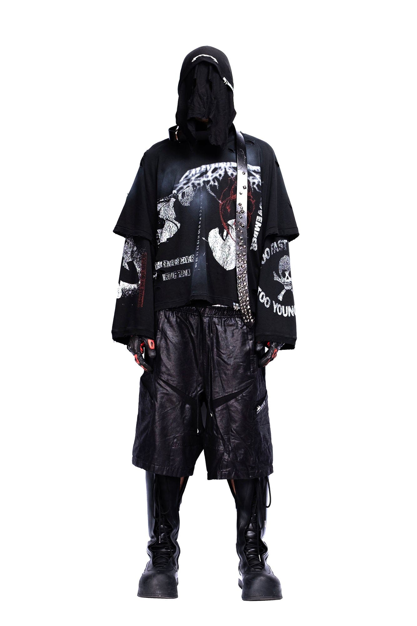 FVVO Multi-Panel Glossy Shorts-Shorts-S-Black-Free Shipping Leatheretro