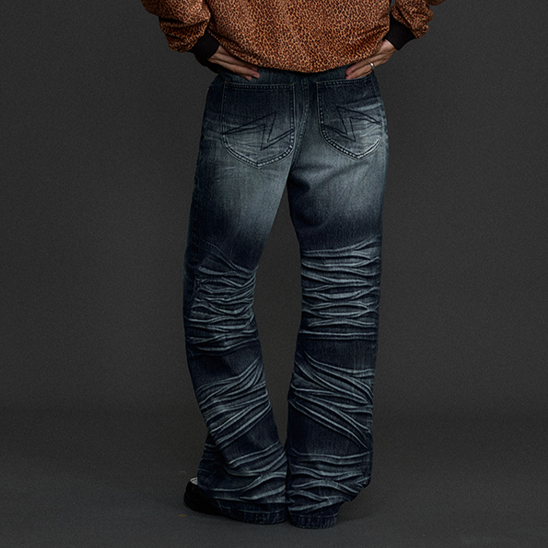NIANJIUYIKOUER Heavy Washed Whiskered Straight-Leg Jeans-Jeans-S-Free Shipping Leatheretro