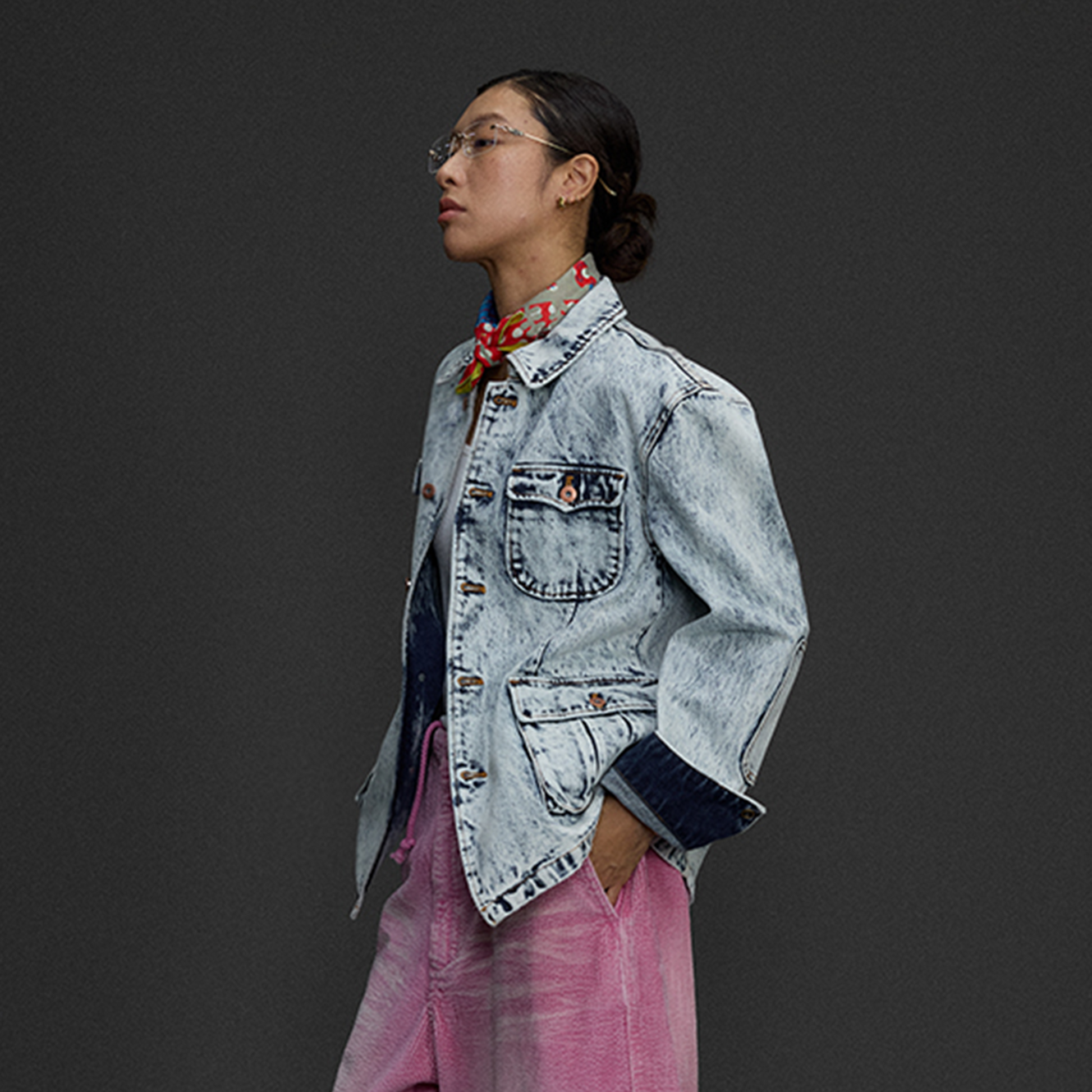 NIANJIUYIKOUER Snow-Washed Stand-Collar Denim Workwear Jacket-Jacket-S-Free Shipping Leatheretro