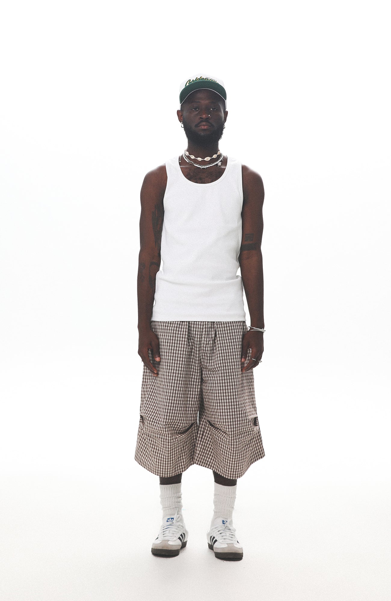 UNTILWERICH Check Drawstring Wide Shorts-Shorts-M / 29“-Blue-Free Shipping Leatheretro