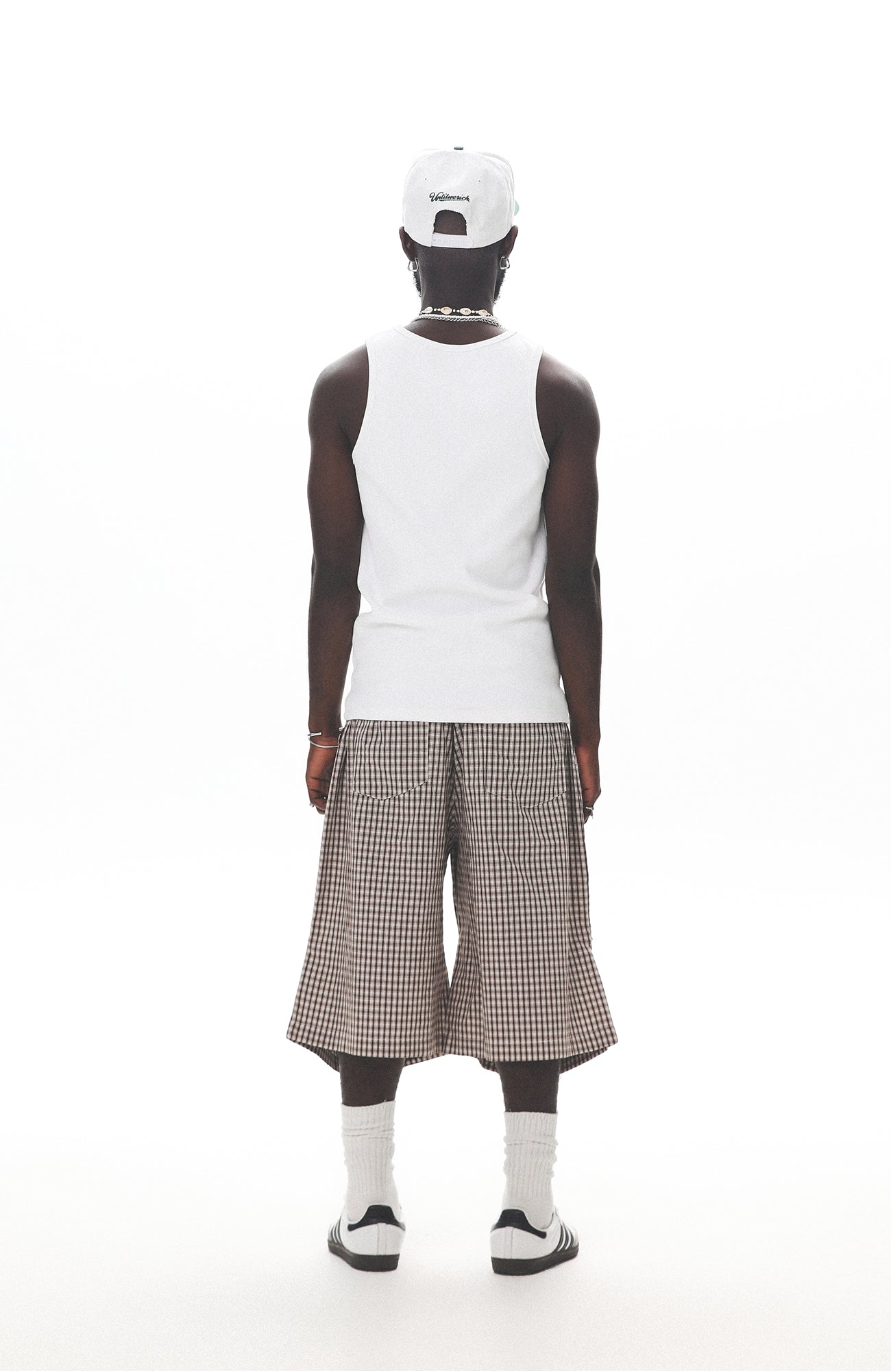 UNTILWERICH Check Drawstring Wide Shorts-Shorts-M / 29“-Blue-Free Shipping Leatheretro