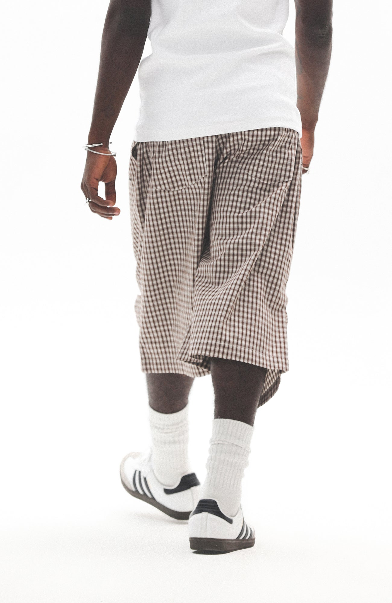 UNTILWERICH Check Drawstring Wide Shorts-Shorts-M / 29“-Blue-Free Shipping Leatheretro