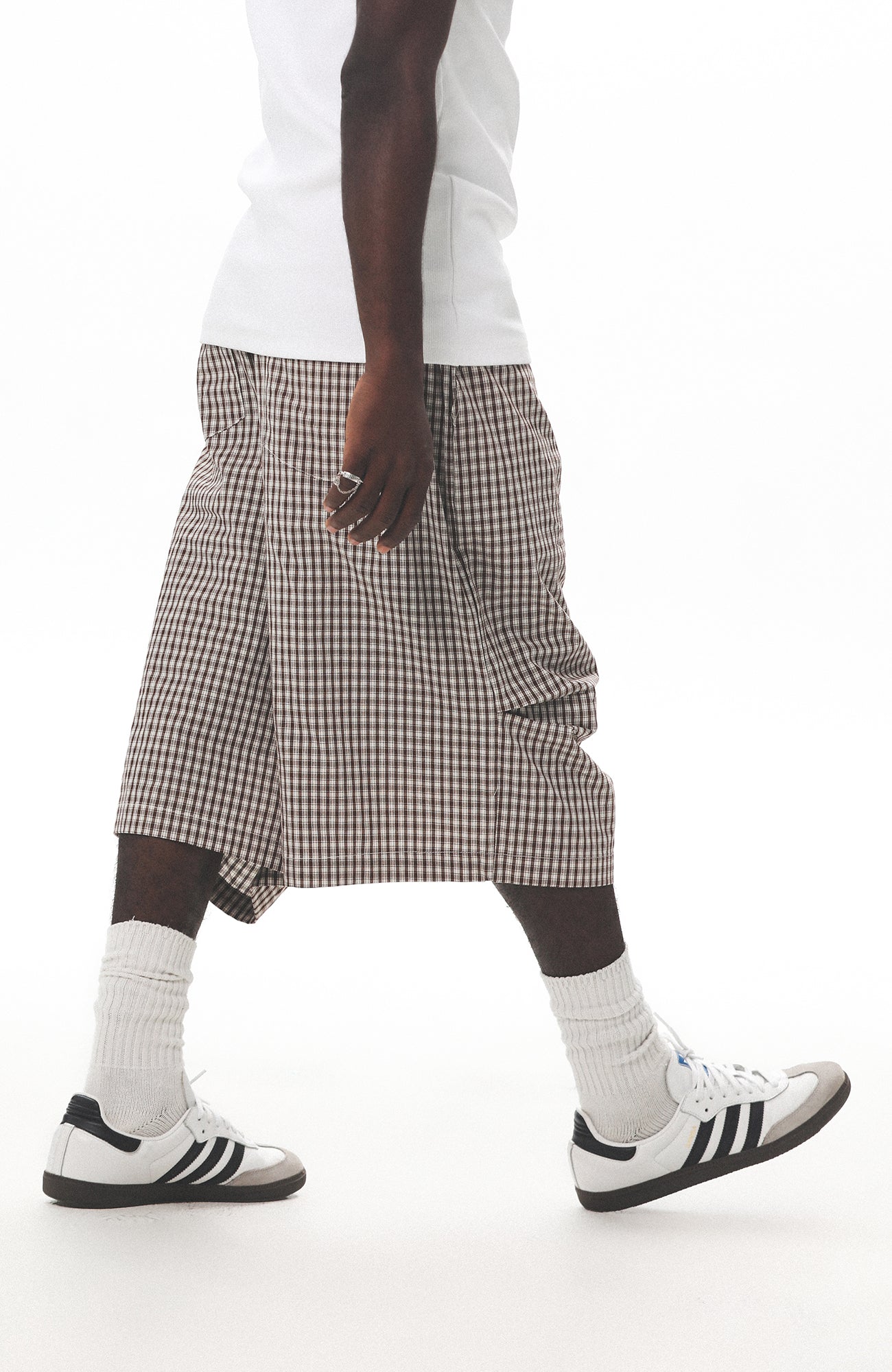 UNTILWERICH Check Drawstring Wide Shorts-Shorts-M / 29“-Blue-Free Shipping Leatheretro