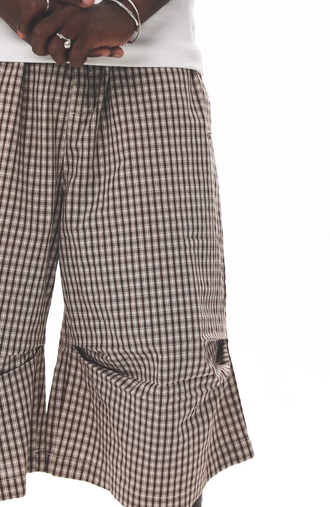 UNTILWERICH Check Drawstring Wide Shorts-Shorts-M / 29“-Blue-Free Shipping Leatheretro