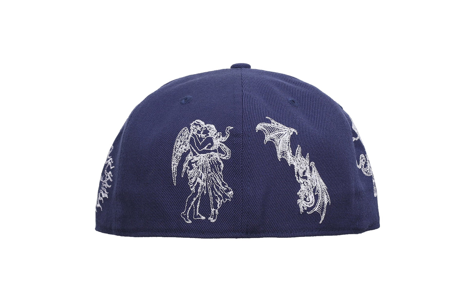 UNTILWERICH Embroidered Flat Brim Fitted Cap-Hat, Cap, Beanie-7 (22.0 in)-Blue-Free Shipping Leatheretro