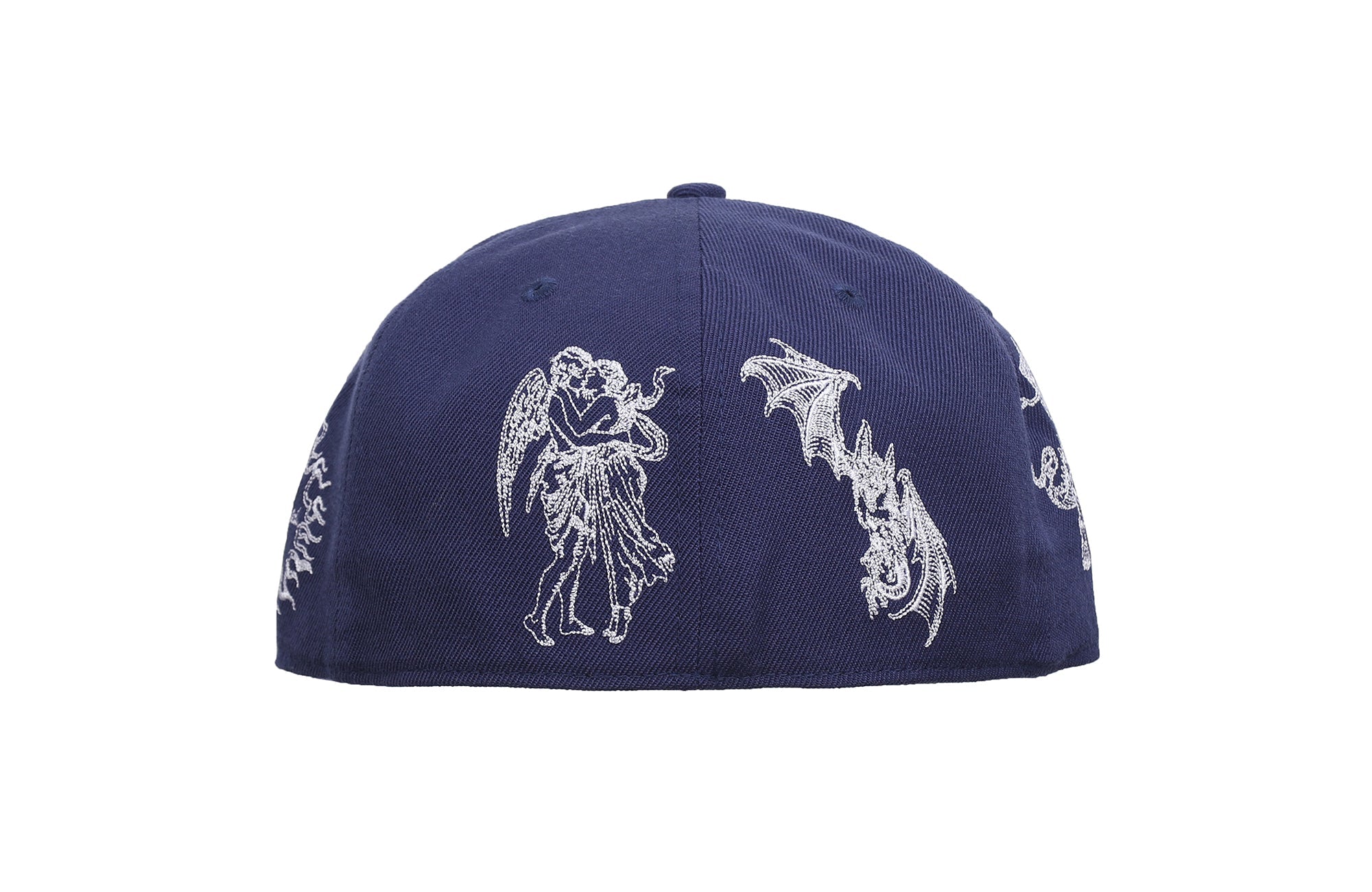 UNTILWERICH Embroidered Flat Brim Fitted Cap-Hat, Cap, Beanie-7 (22.0 in)-Blue-Free Shipping Leatheretro