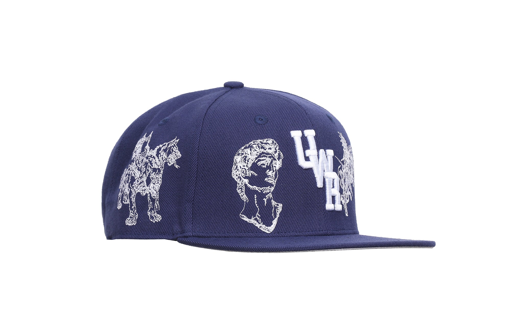 UNTILWERICH Embroidered Flat Brim Fitted Cap-Hat, Cap, Beanie-7 (22.0 in)-Blue-Free Shipping Leatheretro