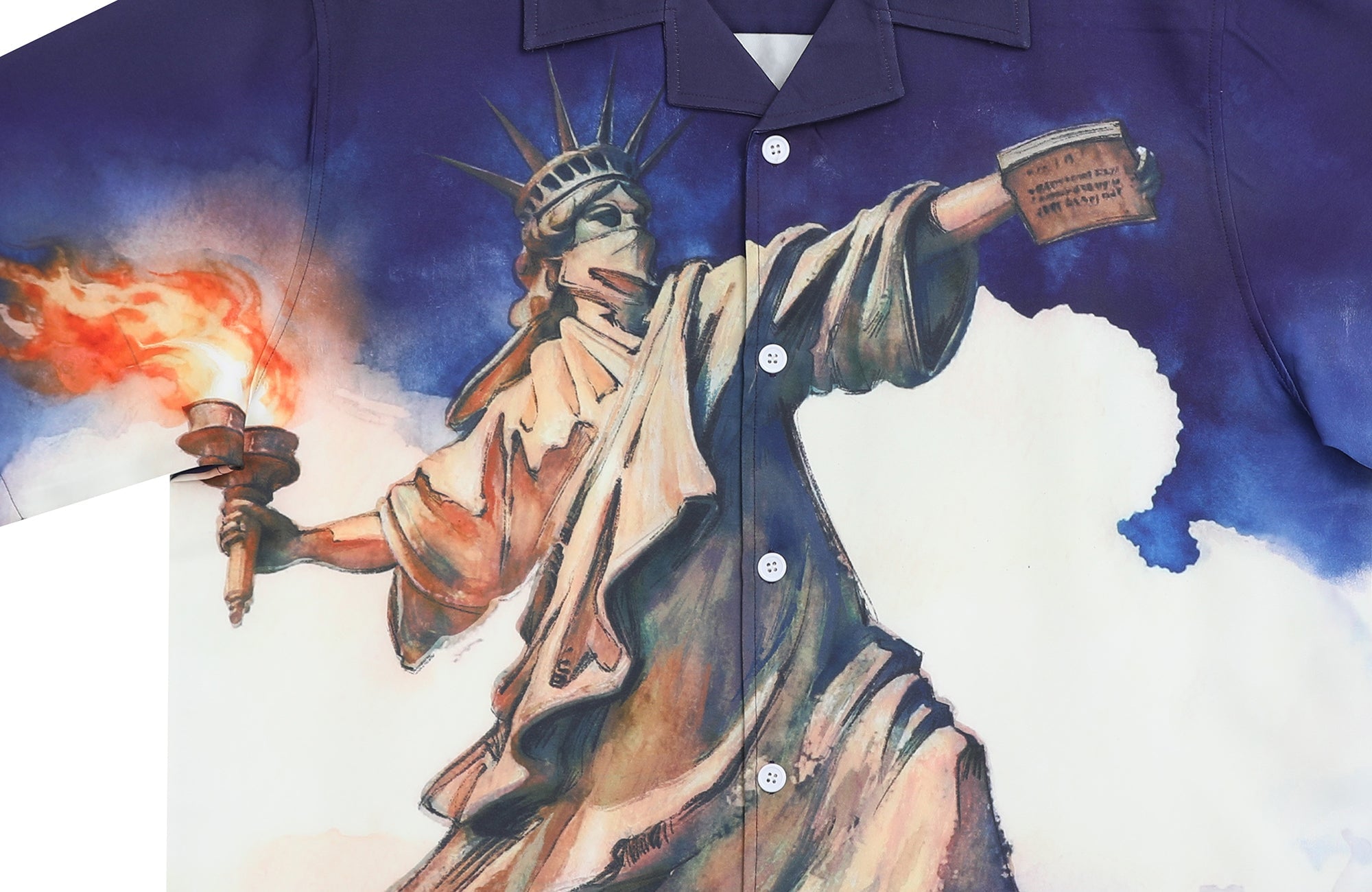 UNTILWERICH Liberty Graphic Cuban Collar Half Shirt-Half shirt-M-Free Shipping Leatheretro