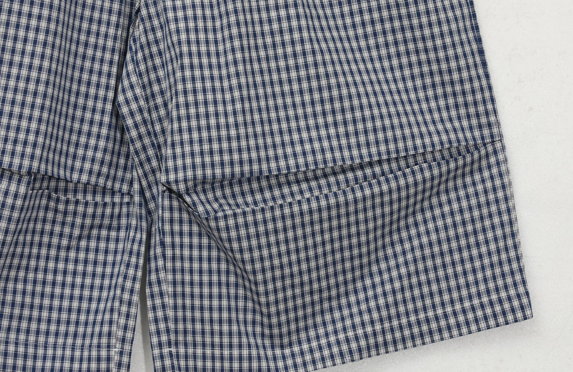 UNTILWERICH Check Drawstring Wide Shorts-Shorts-M / 29“-Blue-Free Shipping Leatheretro