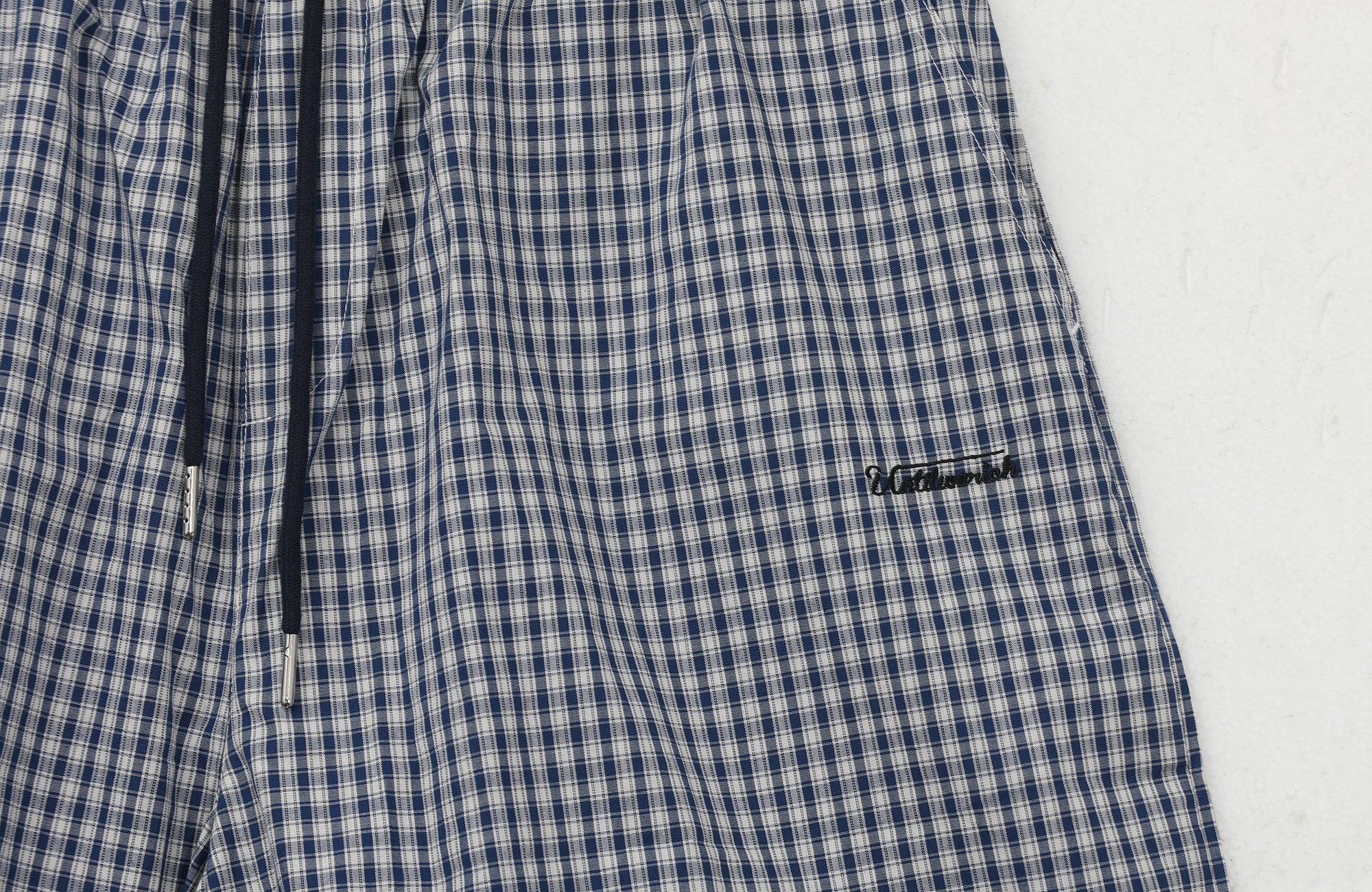 UNTILWERICH Check Drawstring Wide Shorts-Shorts-M / 29“-Blue-Free Shipping Leatheretro