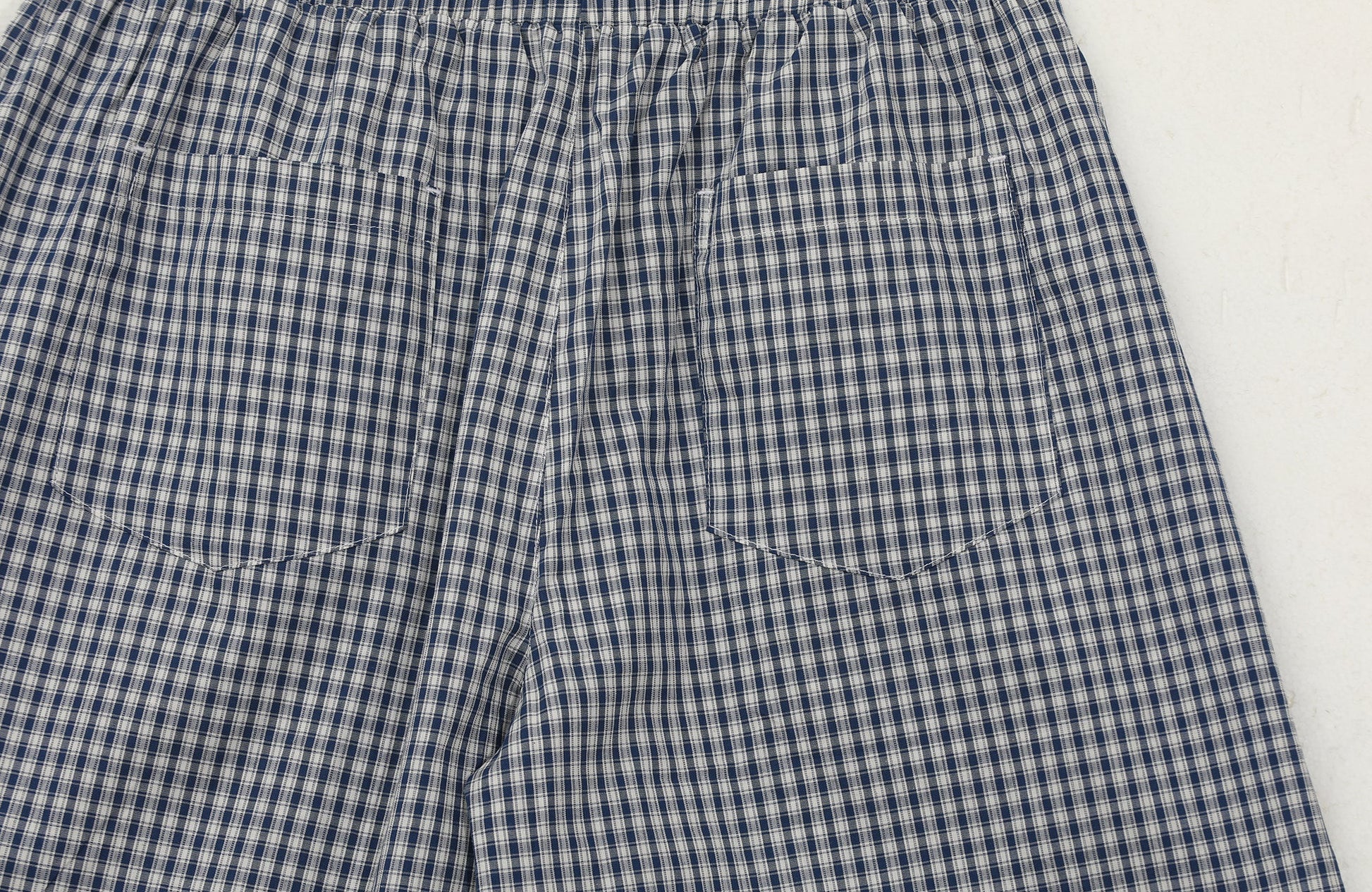 UNTILWERICH Check Drawstring Wide Shorts-Shorts-M / 29“-Blue-Free Shipping Leatheretro