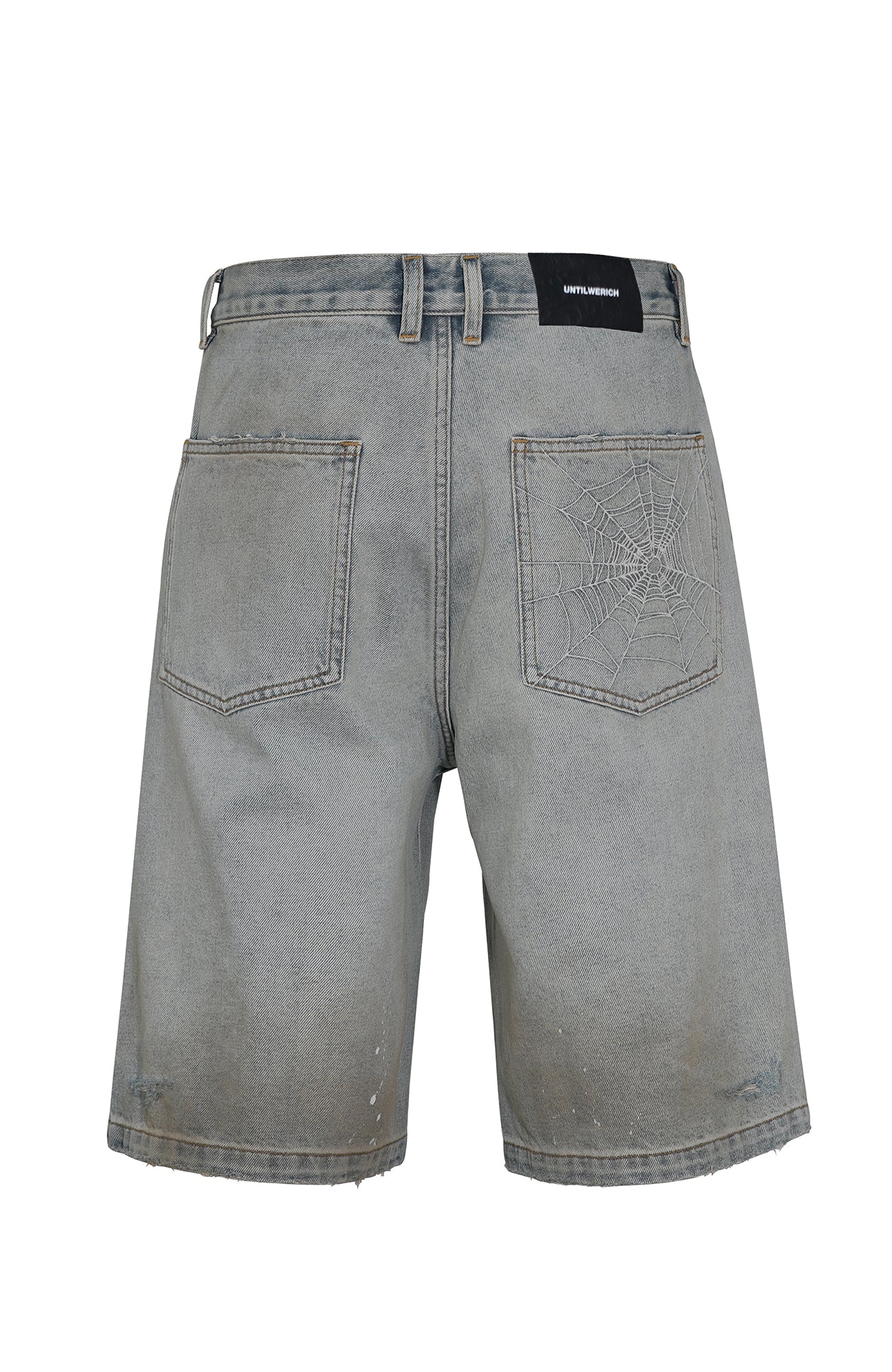 UNTILWERICH Spider Web Embroidered Pearl Denim Shorts-Shorts-S / 31“-Free Shipping Leatheretro