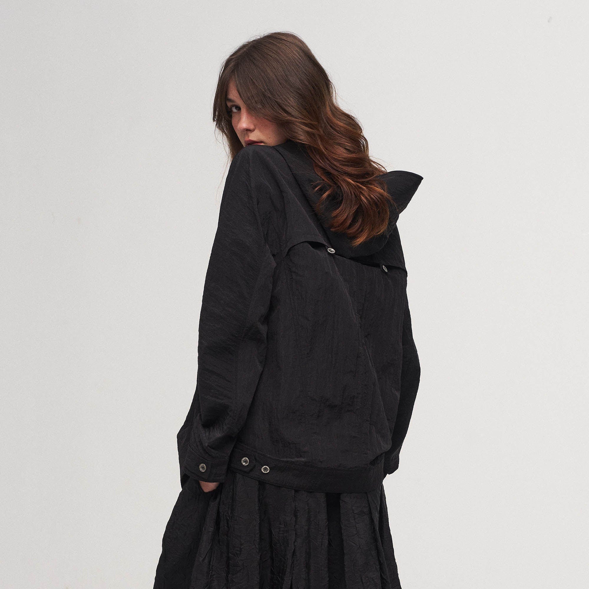 ILNya Nieternite Nifutur Crinkled Hooded Dual-Zipper Jacket-Jacket-S(0)-Free Shipping Leatheretro