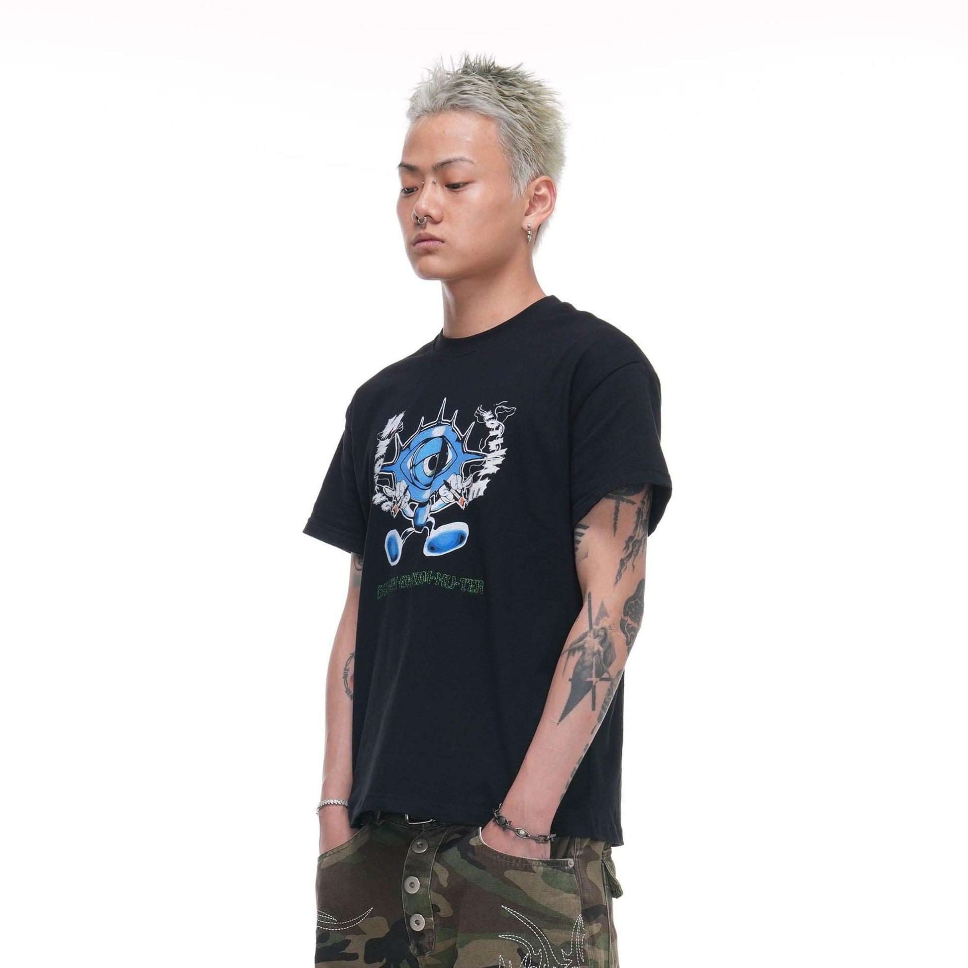 PHANTOMHUNTER Cartoon Eyeball Graphic Embroidered T-Shirt-T Shirt-M-Free Shipping Leatheretro