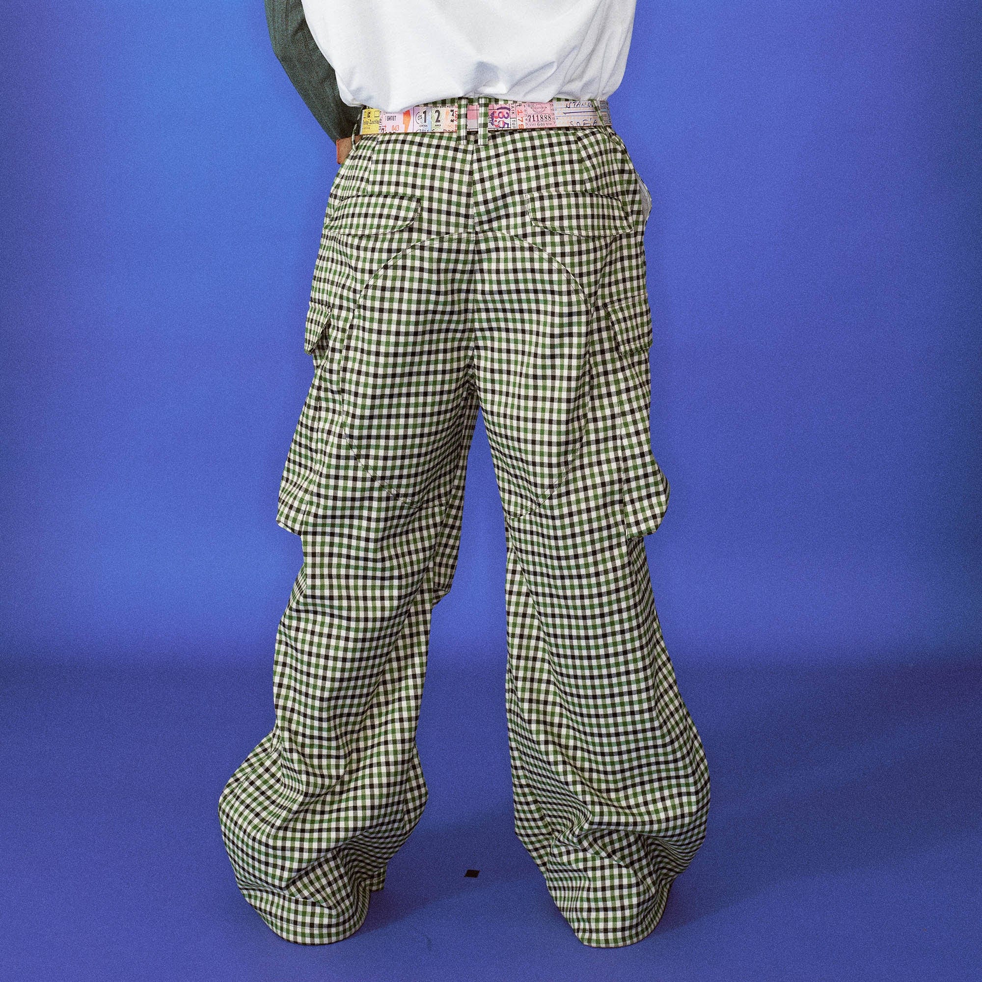 TRECLUB Plaid Multi-Pocket Crinkled Cargo Pants-Pants-S-Free Shipping Leatheretro