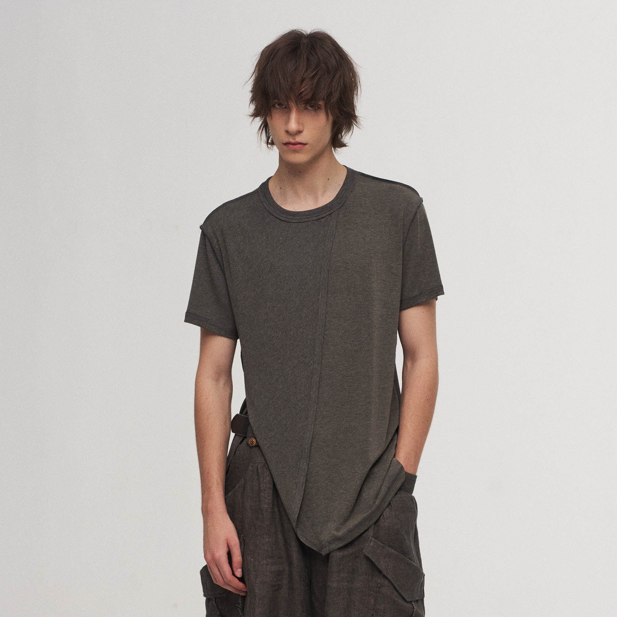 ILNya Nieternite Nifutur Asymmetrical Layered Spliced T-Shirt-T Shirt-S(0)-Free Shipping Leatheretro