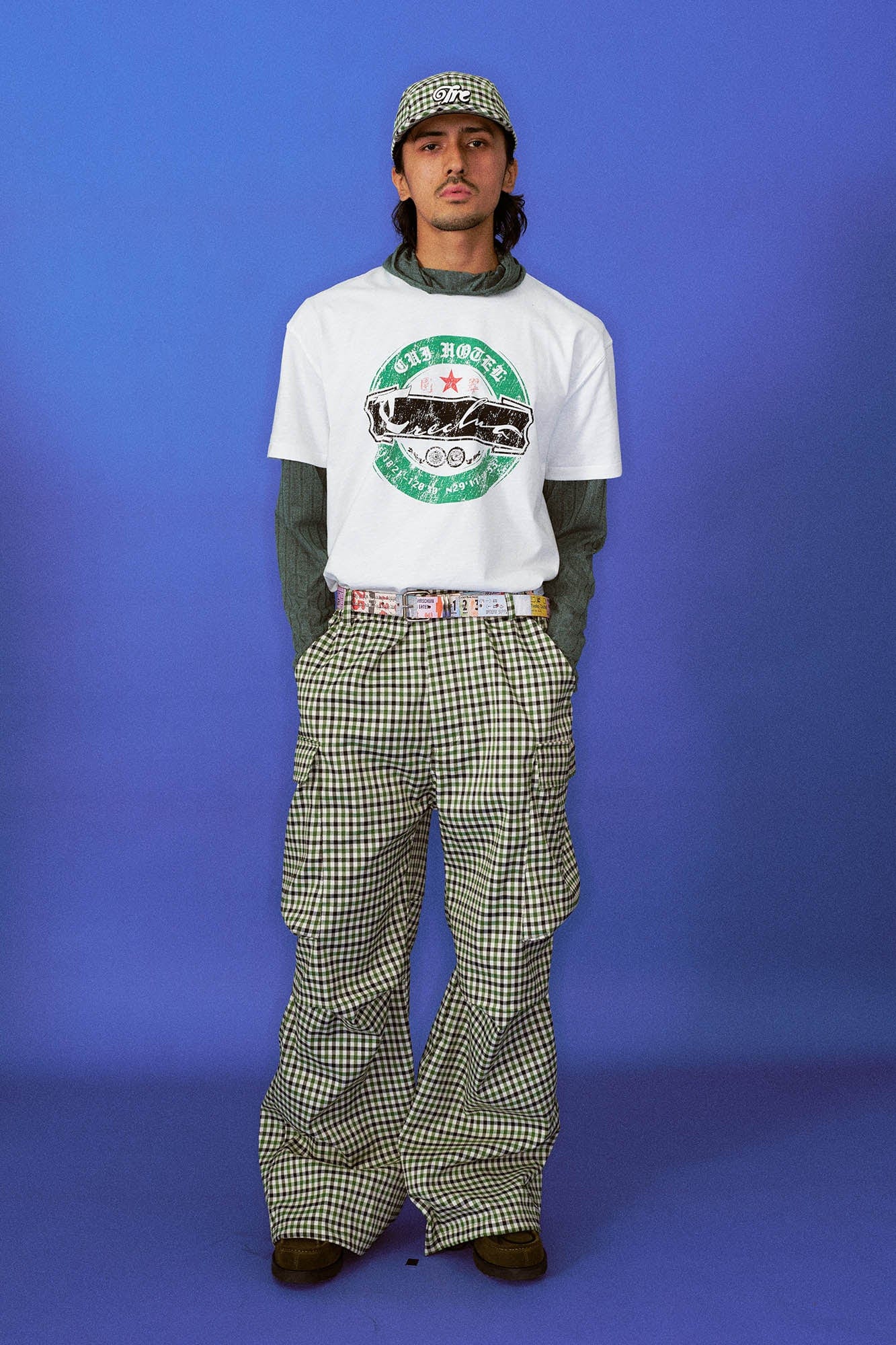 TRECLUB Plaid Multi-Pocket Crinkled Cargo Pants-Pants-S-Free Shipping Leatheretro