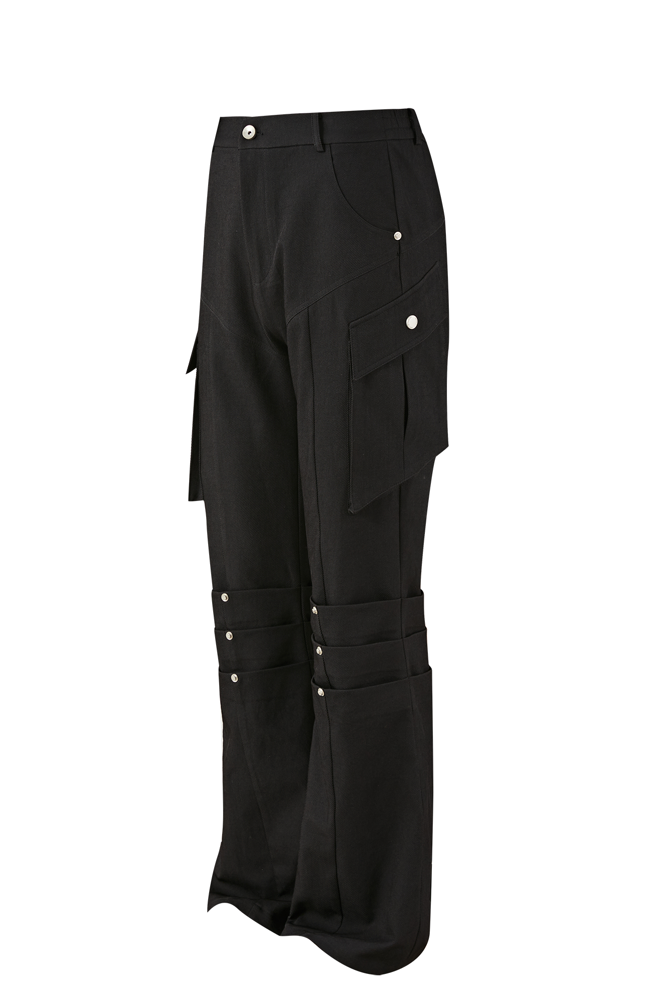 PASET Knee Paneled Flared Trousers-Pants-S / 27"-Free Shipping Leatheretro