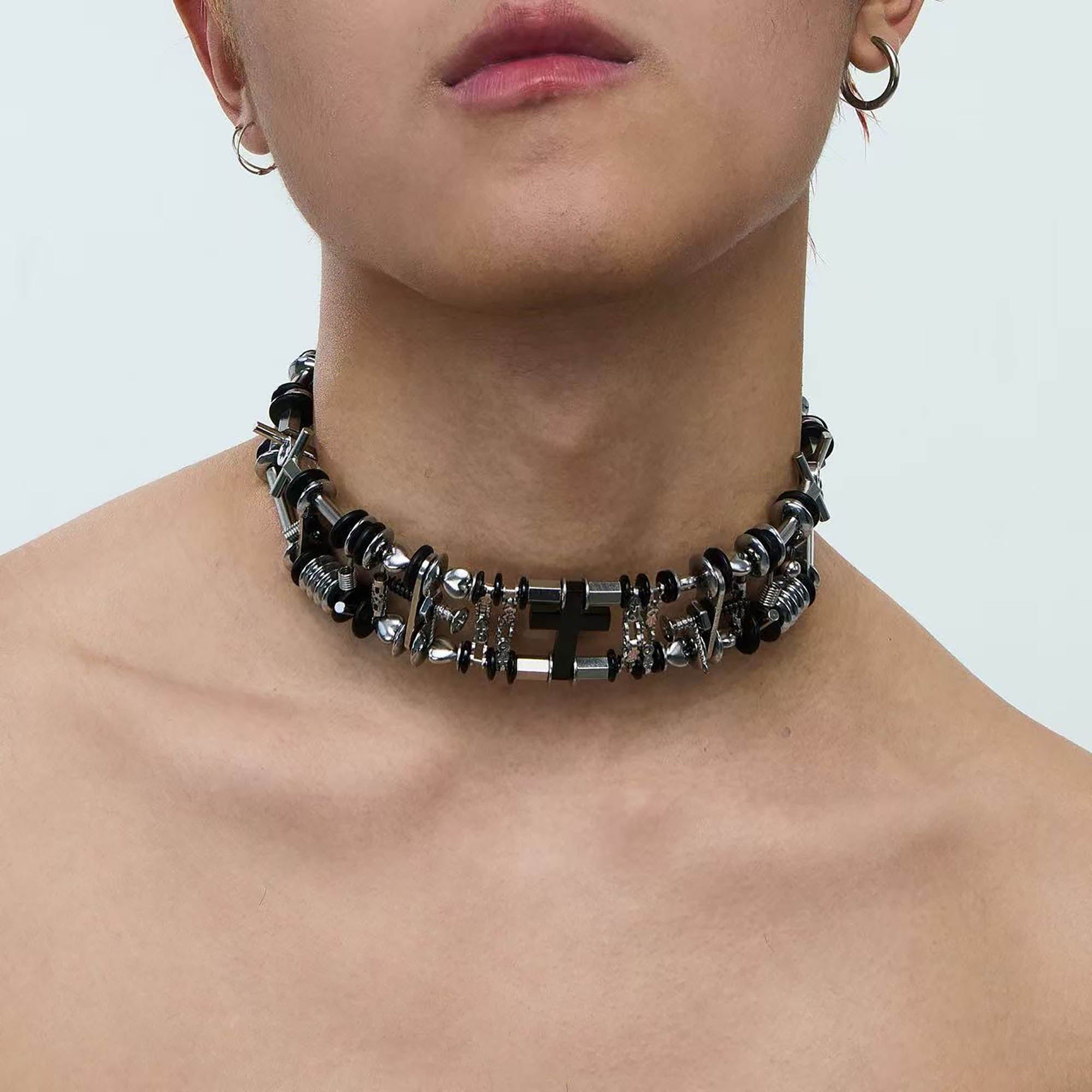 ILLUSORY Sacrificial Cross Chocker-Necklace-Regular-Free Shipping Leatheretro