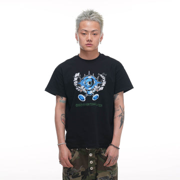 PHANTOMHUNTER Cartoon Eyeball Graphic Embroidered T-Shirt-T Shirt-M-Free Shipping Leatheretro