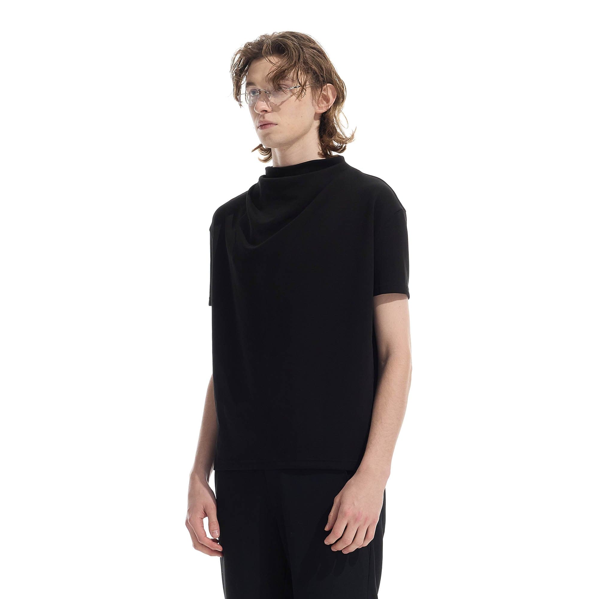WHISTLEHUNTER Essential Crinkled Mock T-Shirt-T Shirt-S-Black-Free Shipping Leatheretro