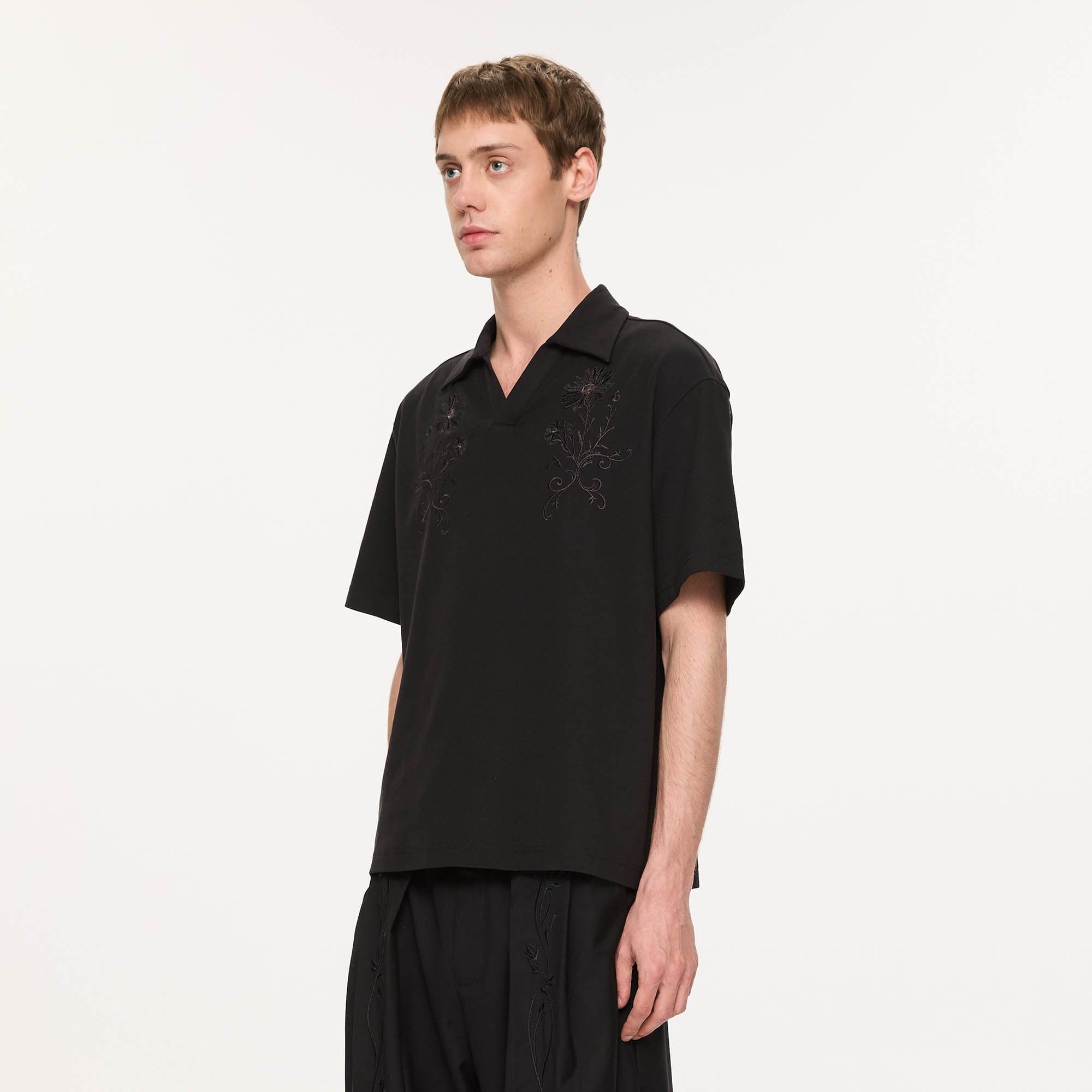 KREATE Daisy Embroidered Polo T-Shirt-T Shirt-S-Khaki-Free Shipping Leatheretro