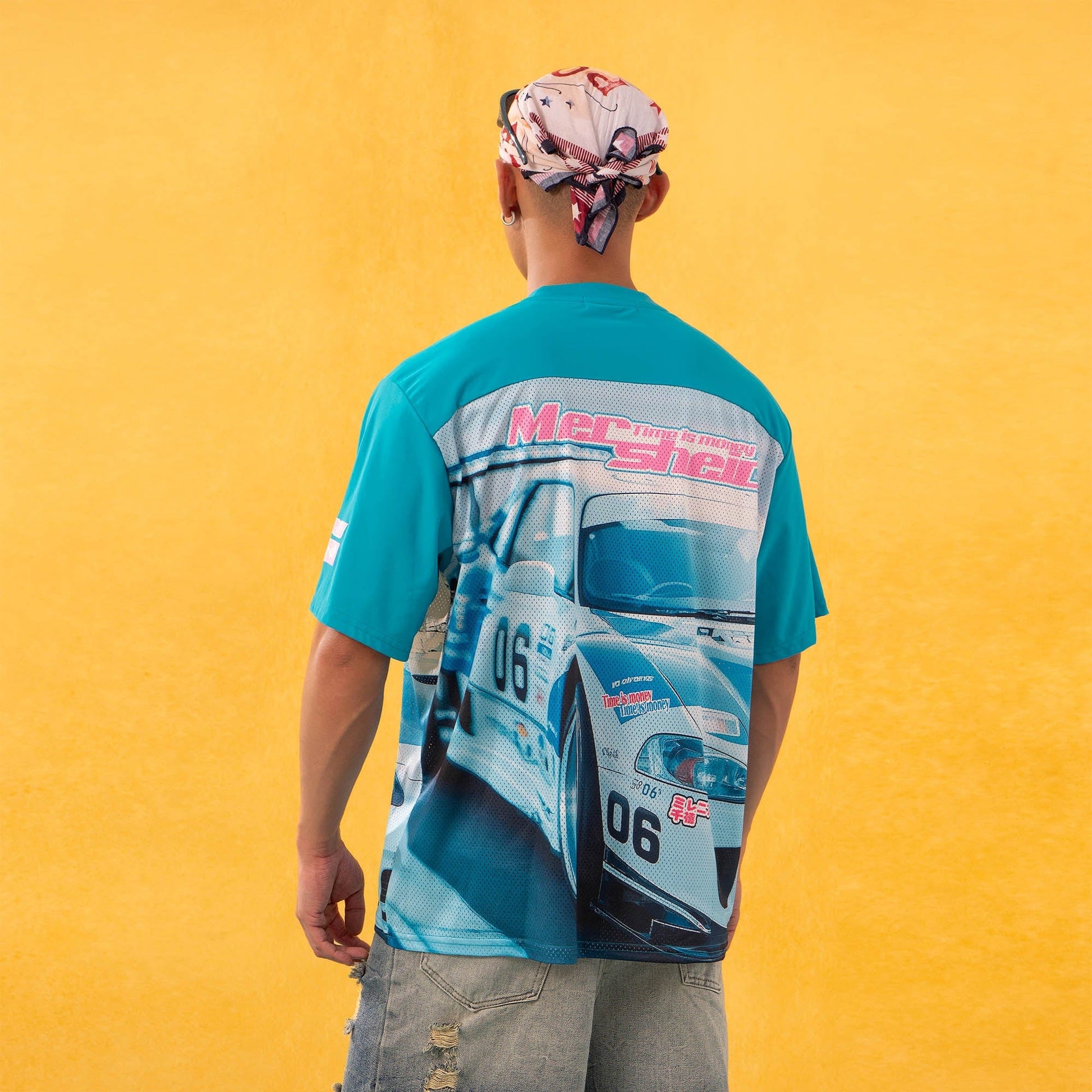 CLP Racing Graphic Mesh Raglan Jersey-T Shirt-M-Blue-Free Shipping Leatheretro