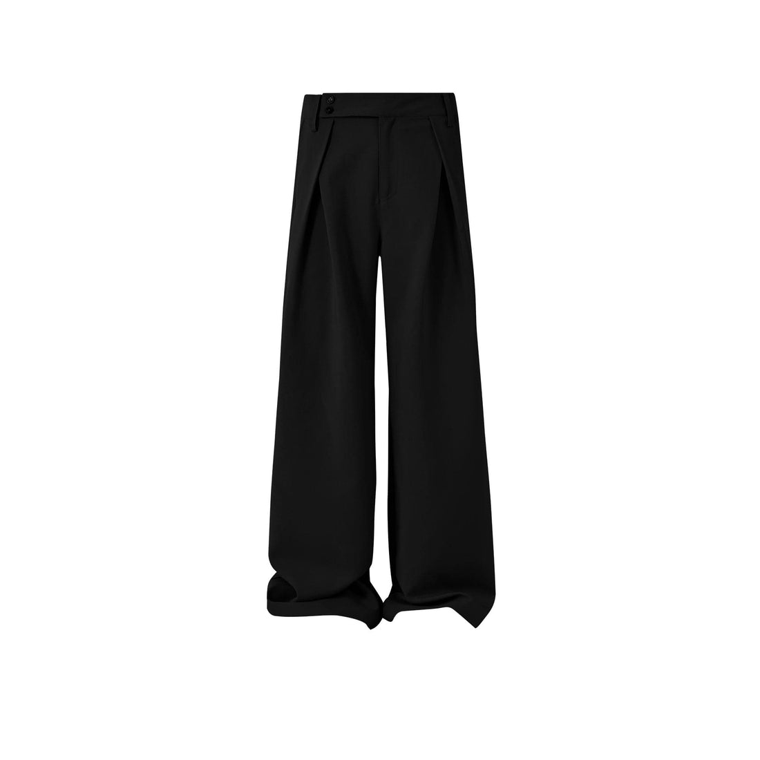 KREATE Inverted Pleats Asymmetric Waist Wide-Leg Trousers-Pants-S-Khaki-Free Shipping Leatheretro