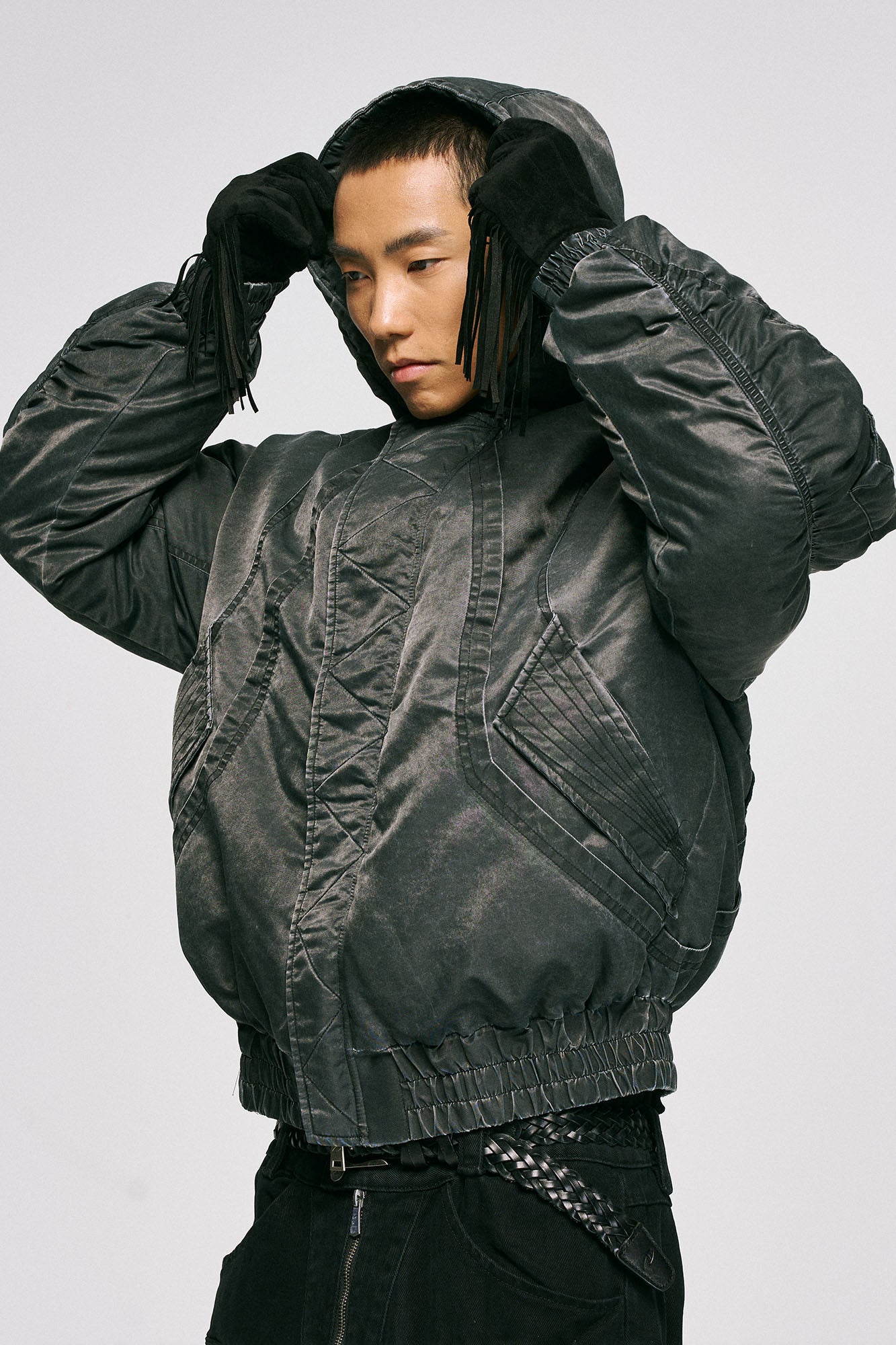 CATSSTAC Washed Nylon Bomber Puffer Jacket-Jacket-M-Free Shipping Leatheretro