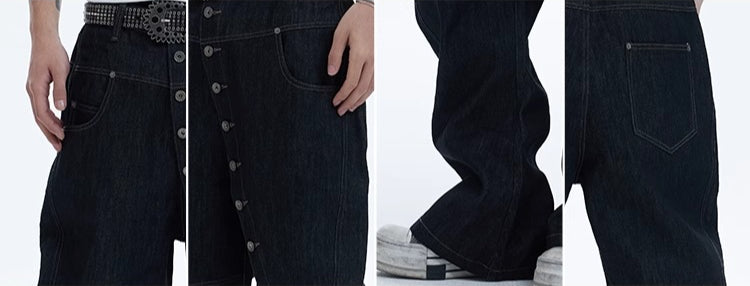 DND4DES Baggy Jeans with Curved Button Fly and Retro Wash-A-XS-Free Shipping Leatheretro