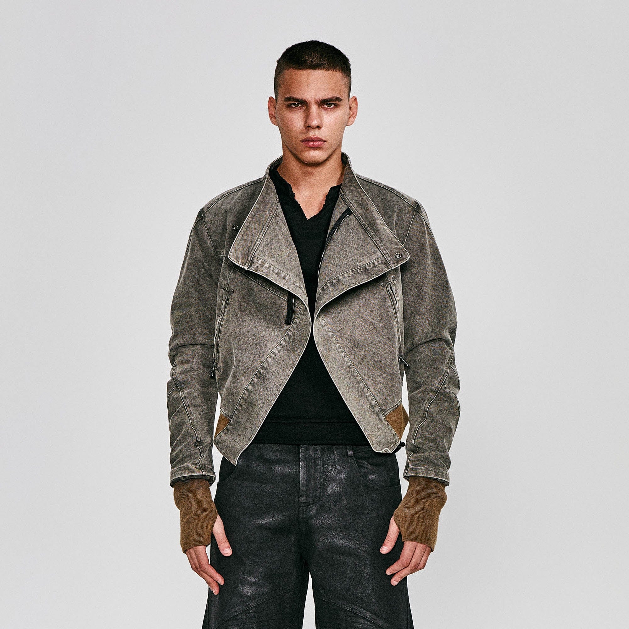 FLYERRER Asymmetrical Distressed Cropped Denim Jacket-Jacket-S-Free Shipping Leatheretro