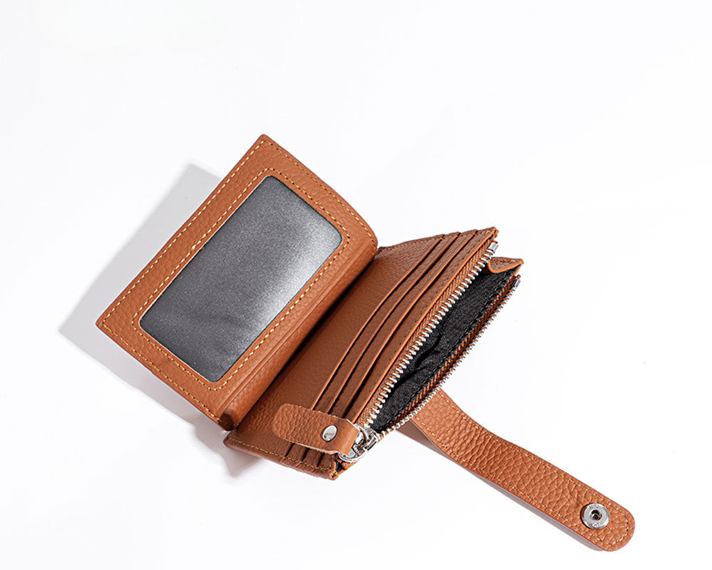 Multi-Pocket Zipper Leather Card Holder-Leather Card holder-Brown-Free Shipping Leatheretro
