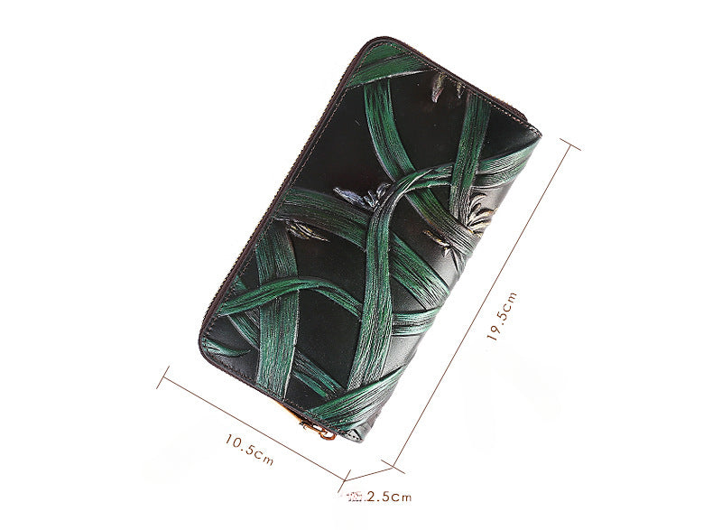 Vintage Embossed Leather Wallet-Leather Wallets-Green-Free Shipping Leatheretro