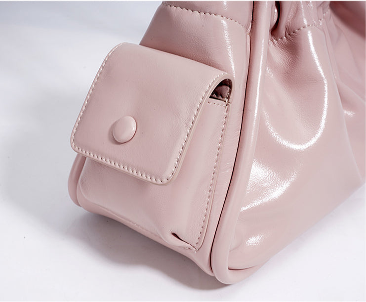 Minimalist Solid Color Bucket Bag-Shoulder Bags-Pink purple-Free Shipping Leatheretro