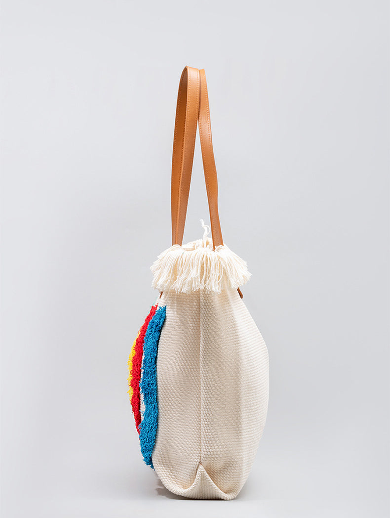Premium Canvas Rainbow Handbag with Large Capacity Tote Bag-YX23004-1-50*10*32CM-Free Shipping Leatheretro
