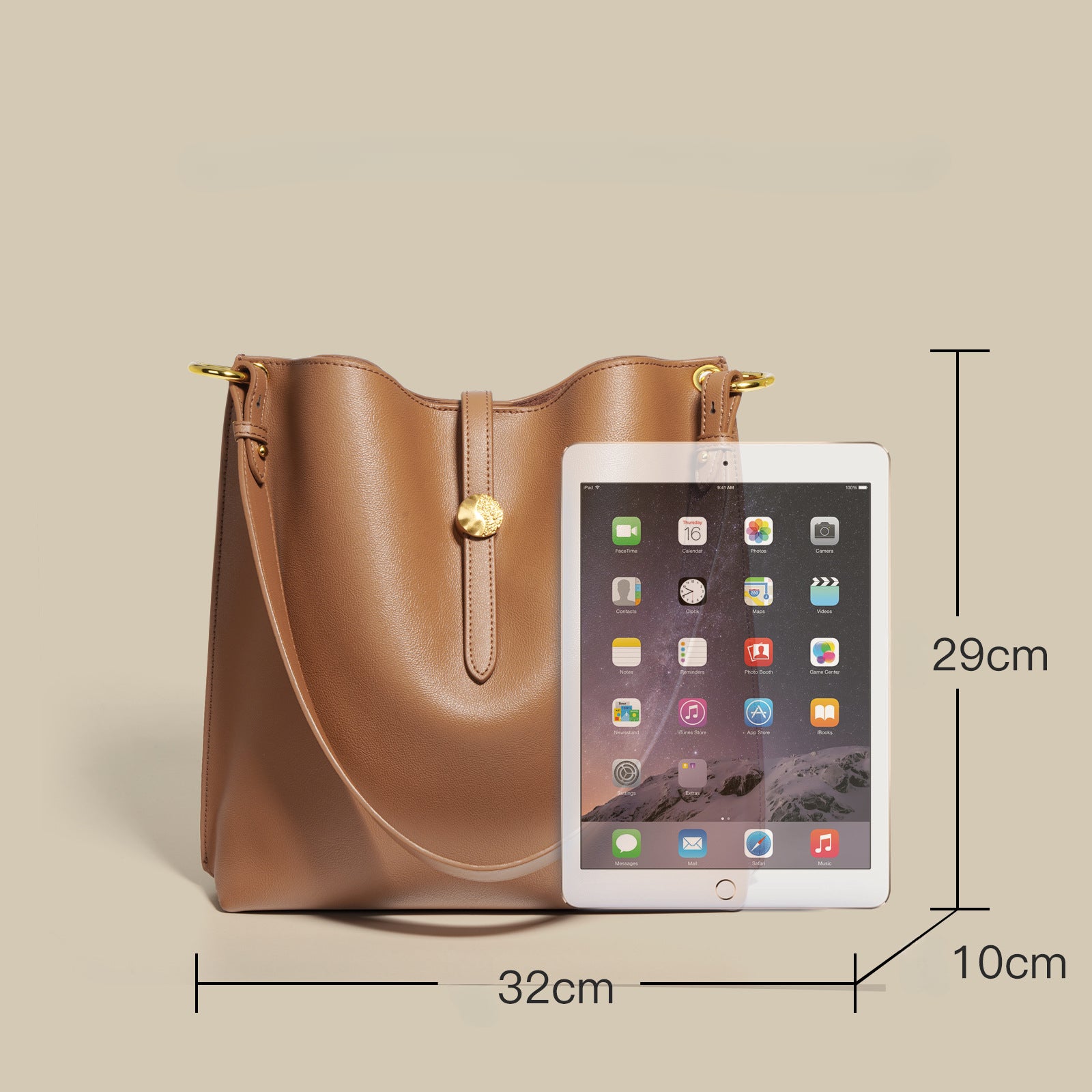 Genuine Leather Bucket Bag for Women-Handbags-flax blue-Free Shipping Leatheretro