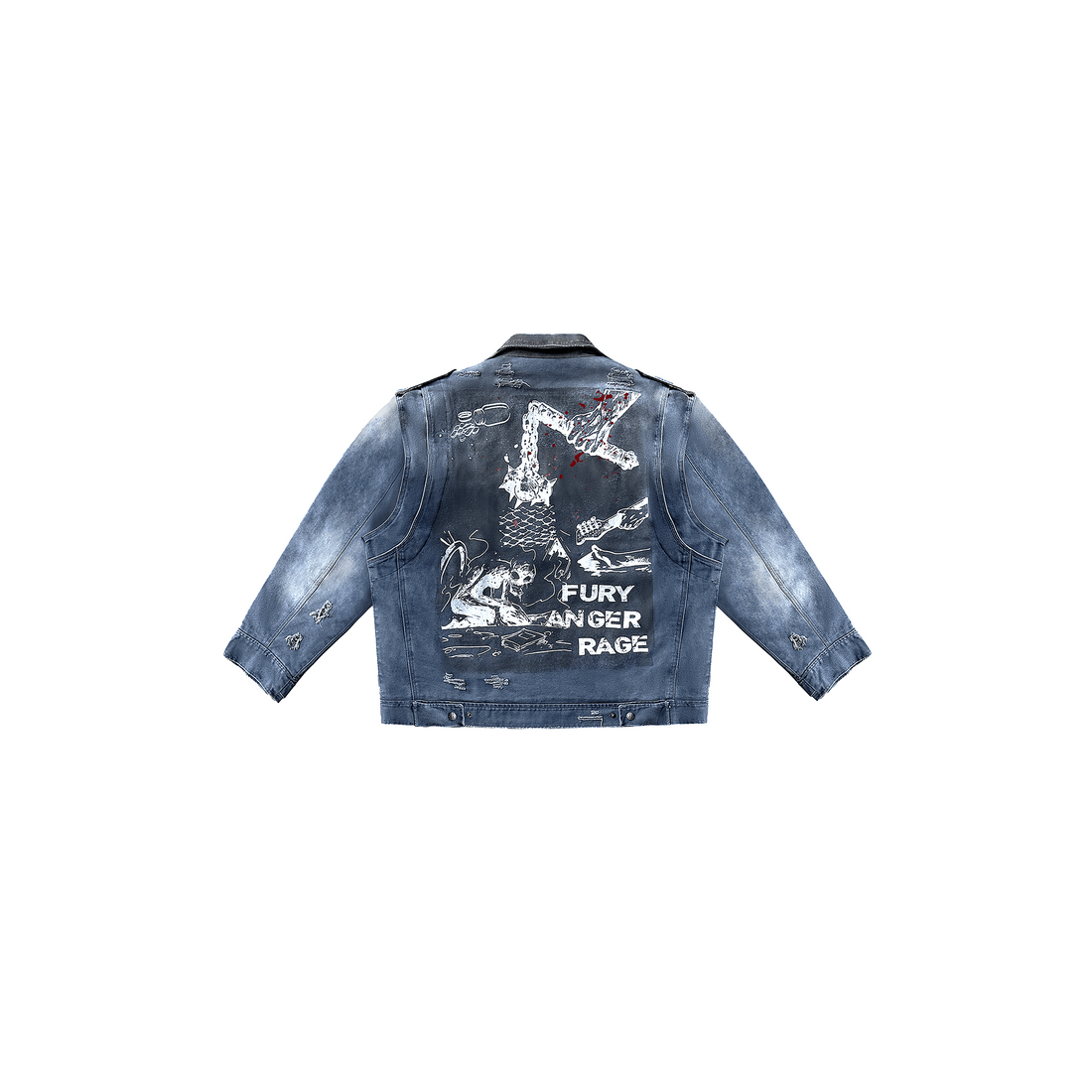 TECNINEGROUP Distressed Grunge Denim Jacket-Jacket-S-Free Shipping Leatheretro