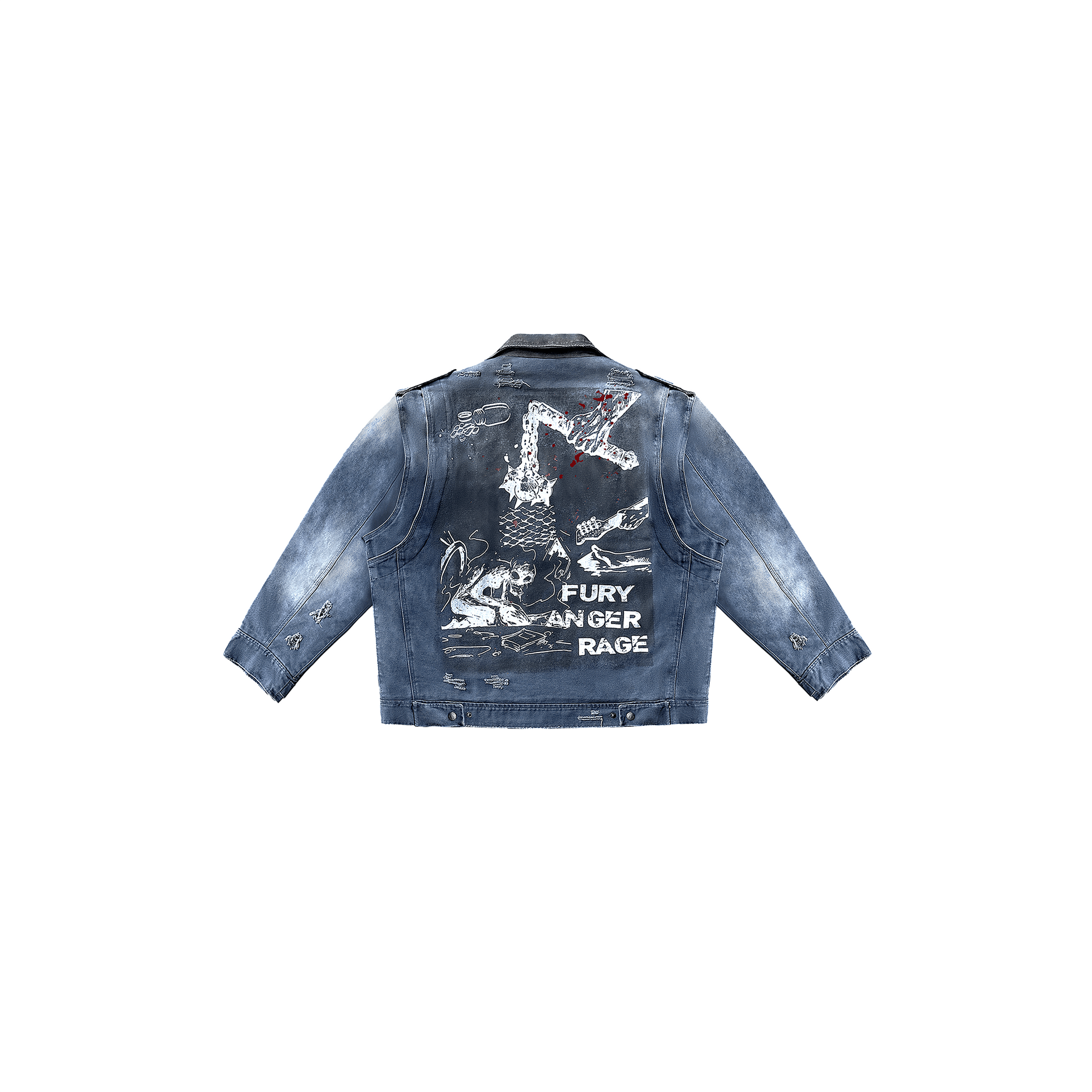 TECNINEGROUP Distressed Grunge Denim Jacket-Jacket-S-Free Shipping Leatheretro